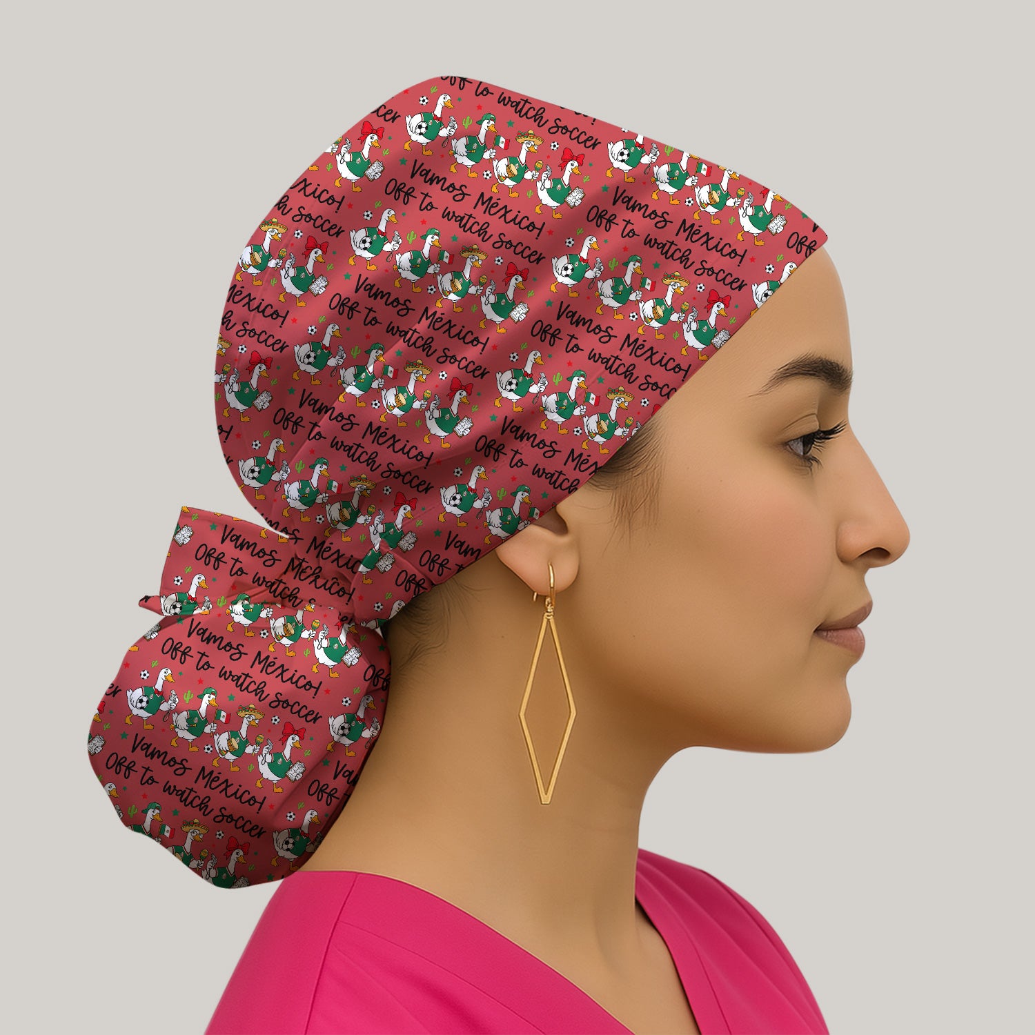Funny Mexico Soccer Goose Print Scrub Cap, Surgical Caps for Doctors