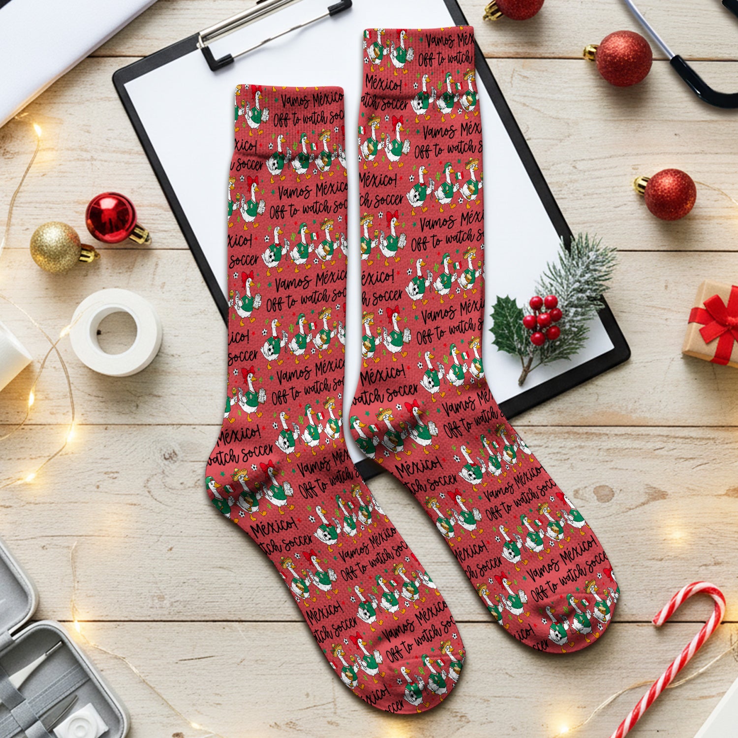 Funny Mexico Soccer Goose Print Socks, Adult Socks for Men and Women