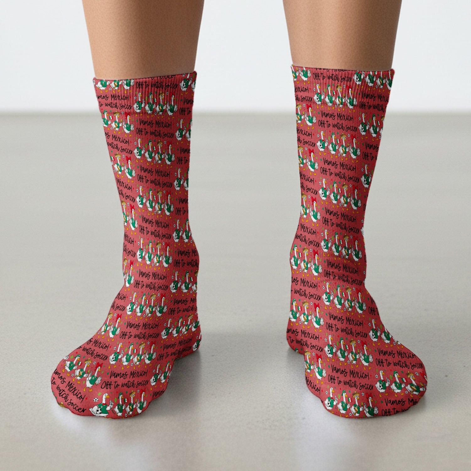Funny Mexico Soccer Goose Print Socks, Adult Socks for Men and Women