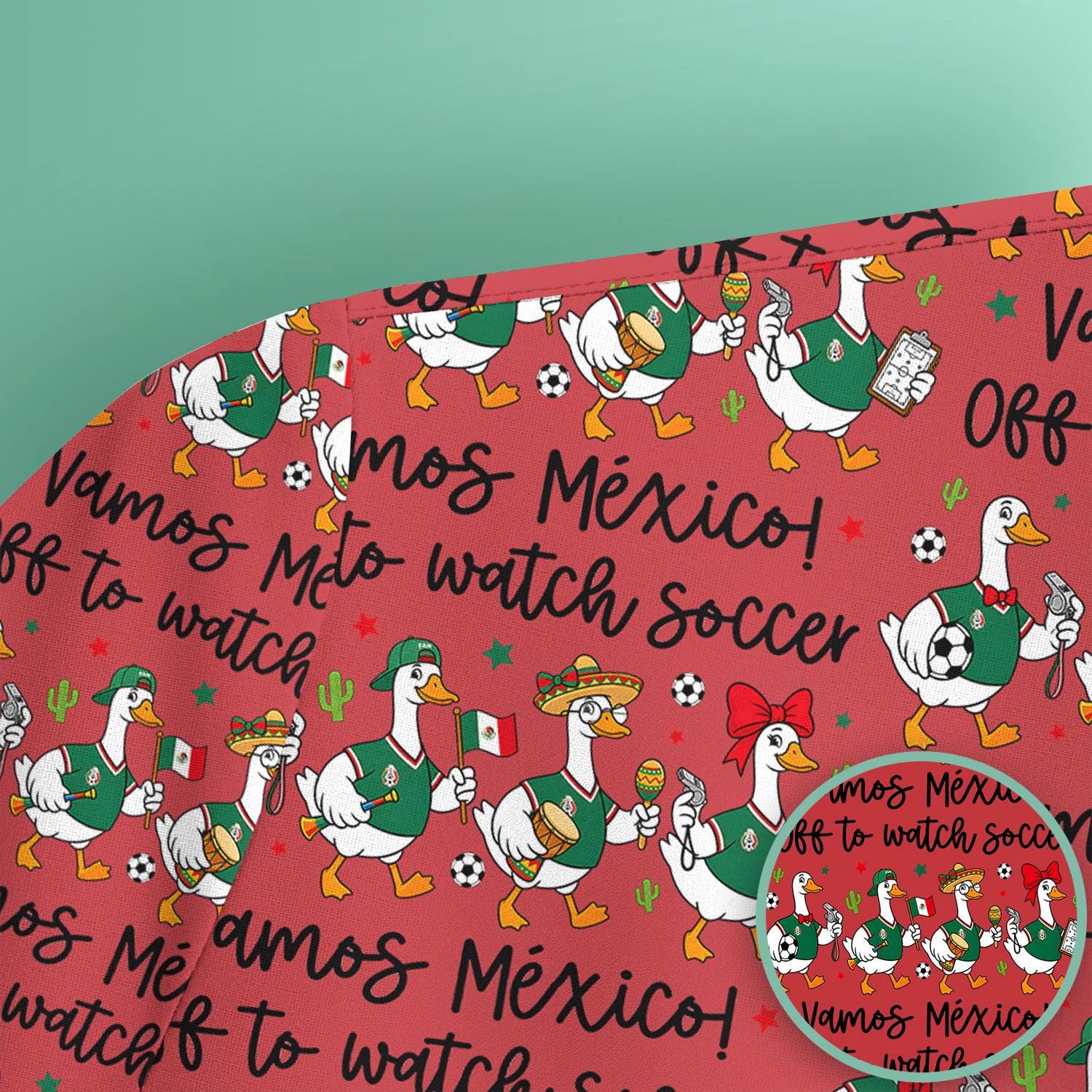 Funny Mexico Soccer Goose Print Scrub Top, Comfortable Scrubs for Nurses