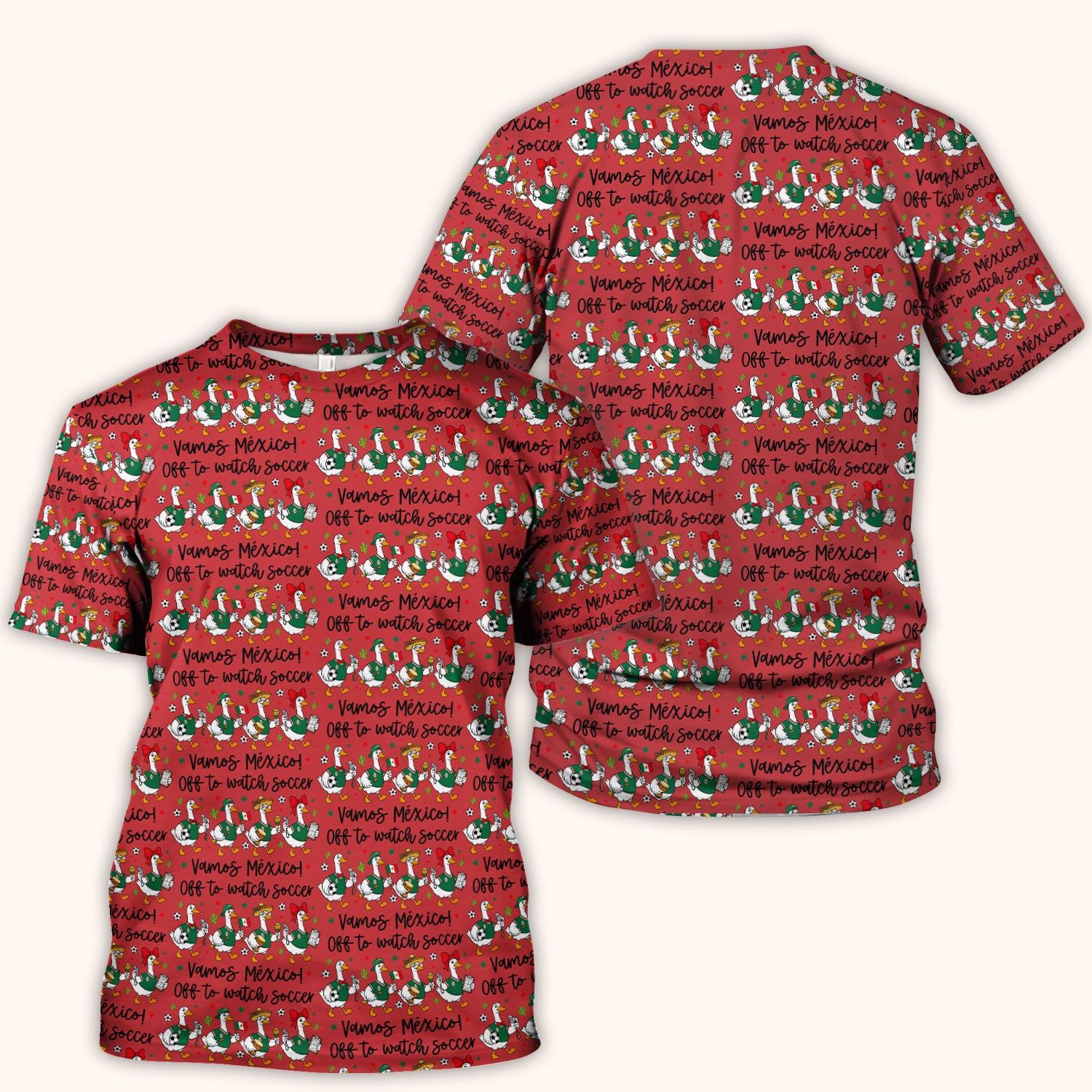 Funny Mexico Soccer Goose Print Scrub Top, Comfortable Scrubs for Nurses