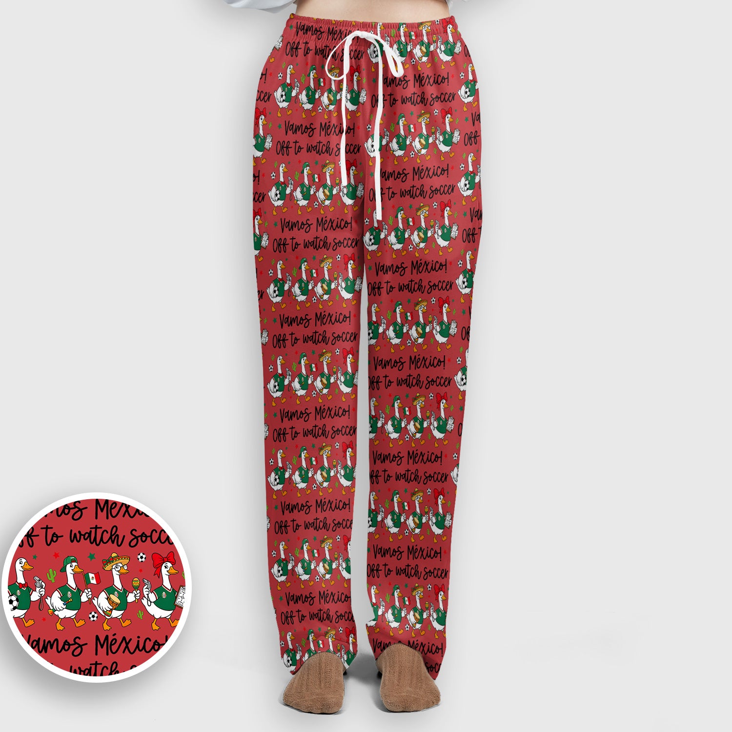 Funny Mexico Soccer Goose Print Scrub Set, Scrub Pants and V Neck Top