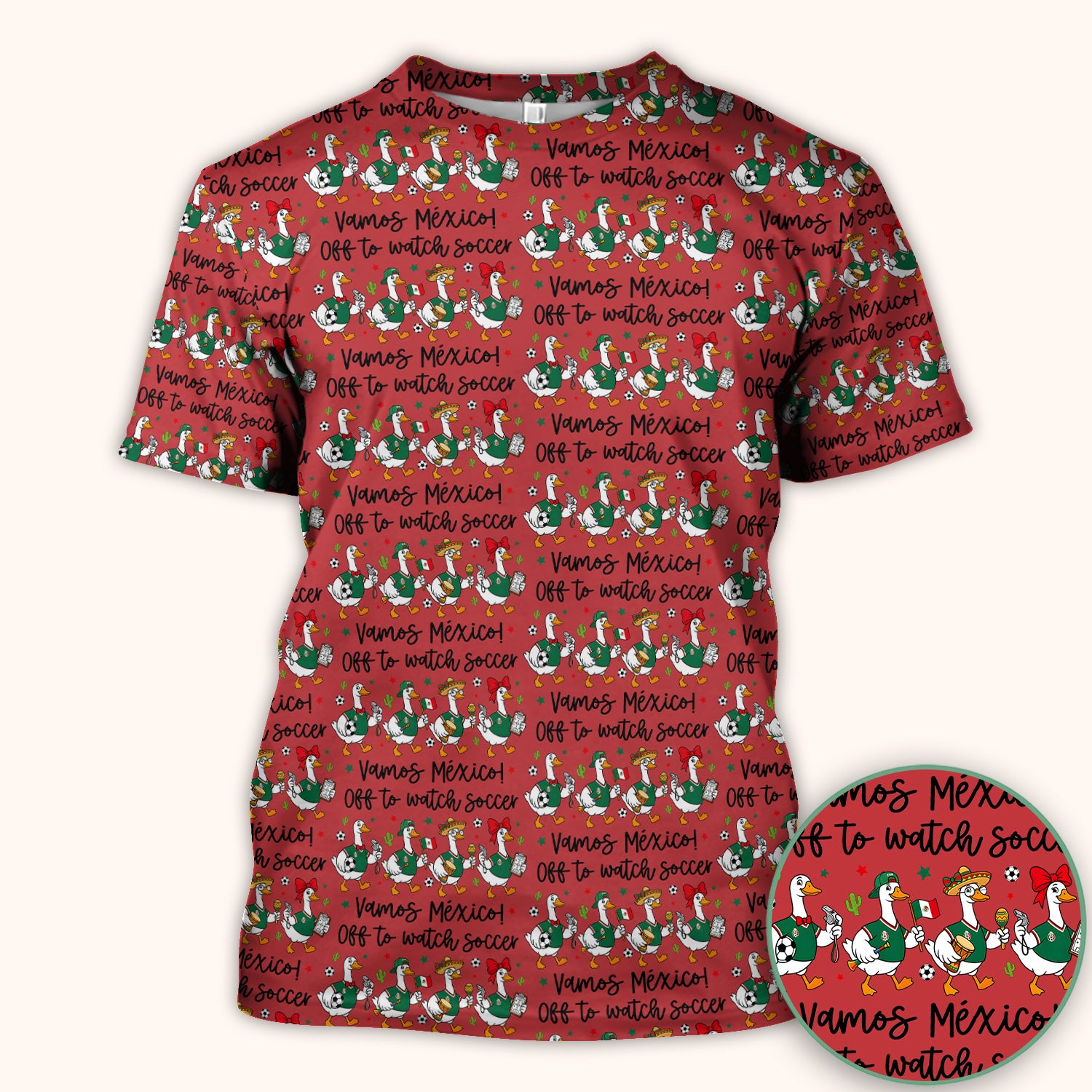 Funny Mexico Soccer Goose Print Scrub Top, Comfortable Scrubs for Nurses