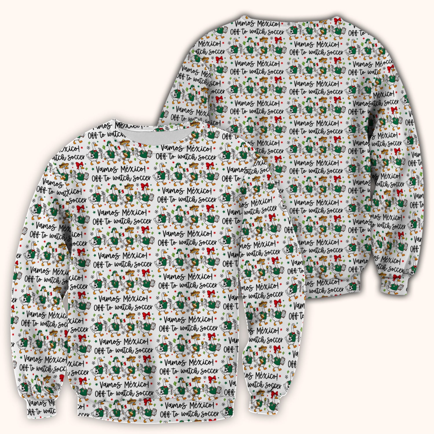 Funny Mexico Soccer Goose Print Scrub Top, Comfortable Scrubs for Nurses