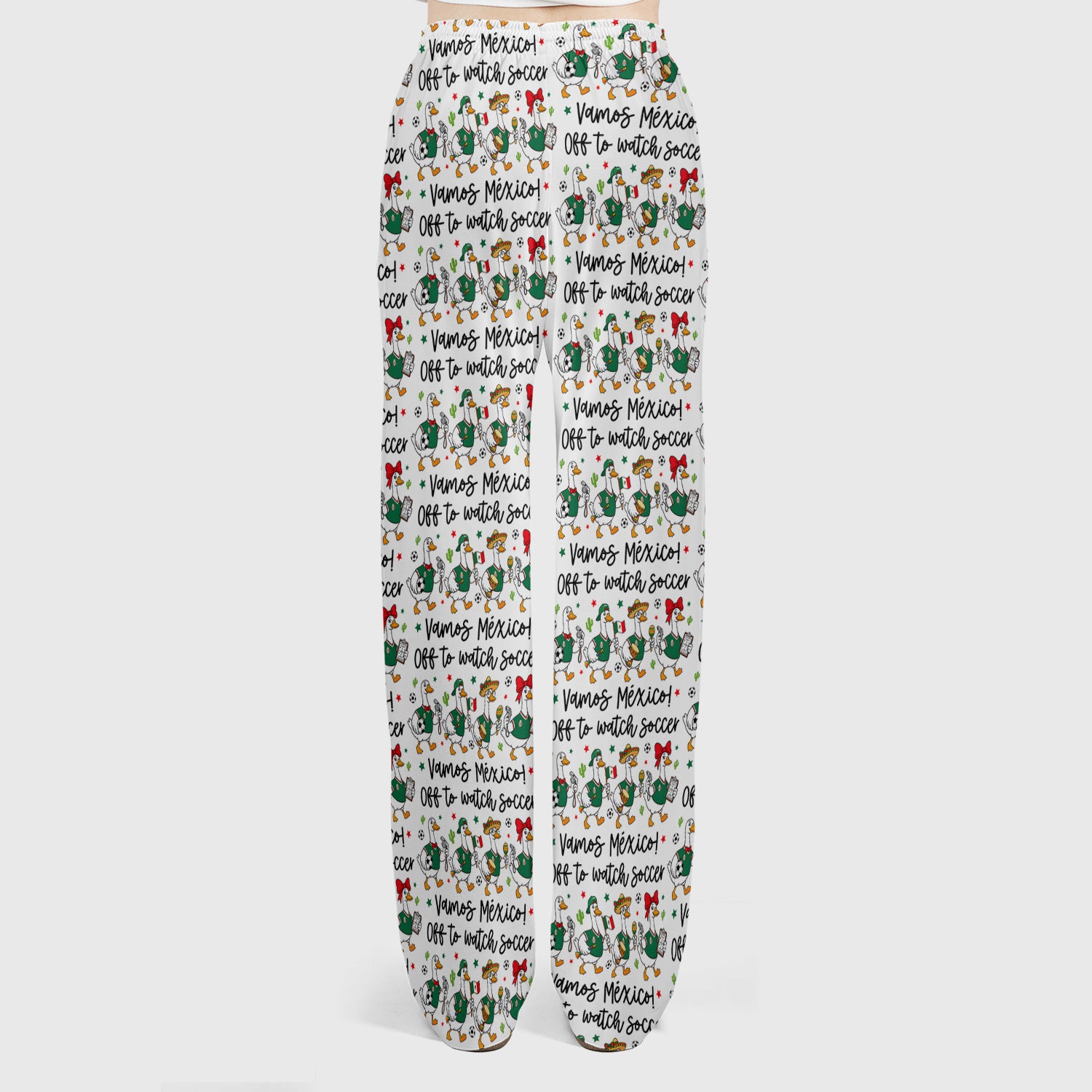 Funny Mexico Soccer Goose Print Scrub Set, Scrub Pants and V Neck Top