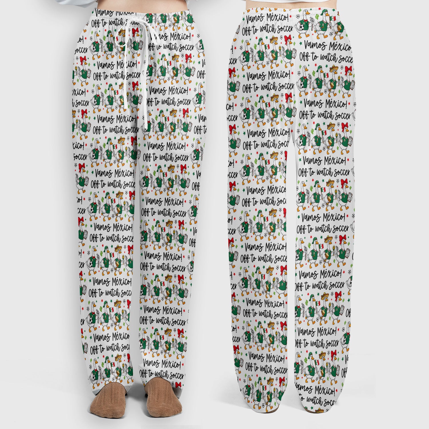 Funny Mexico Soccer Goose Print Scrub Set, Scrub Pants and V Neck Top