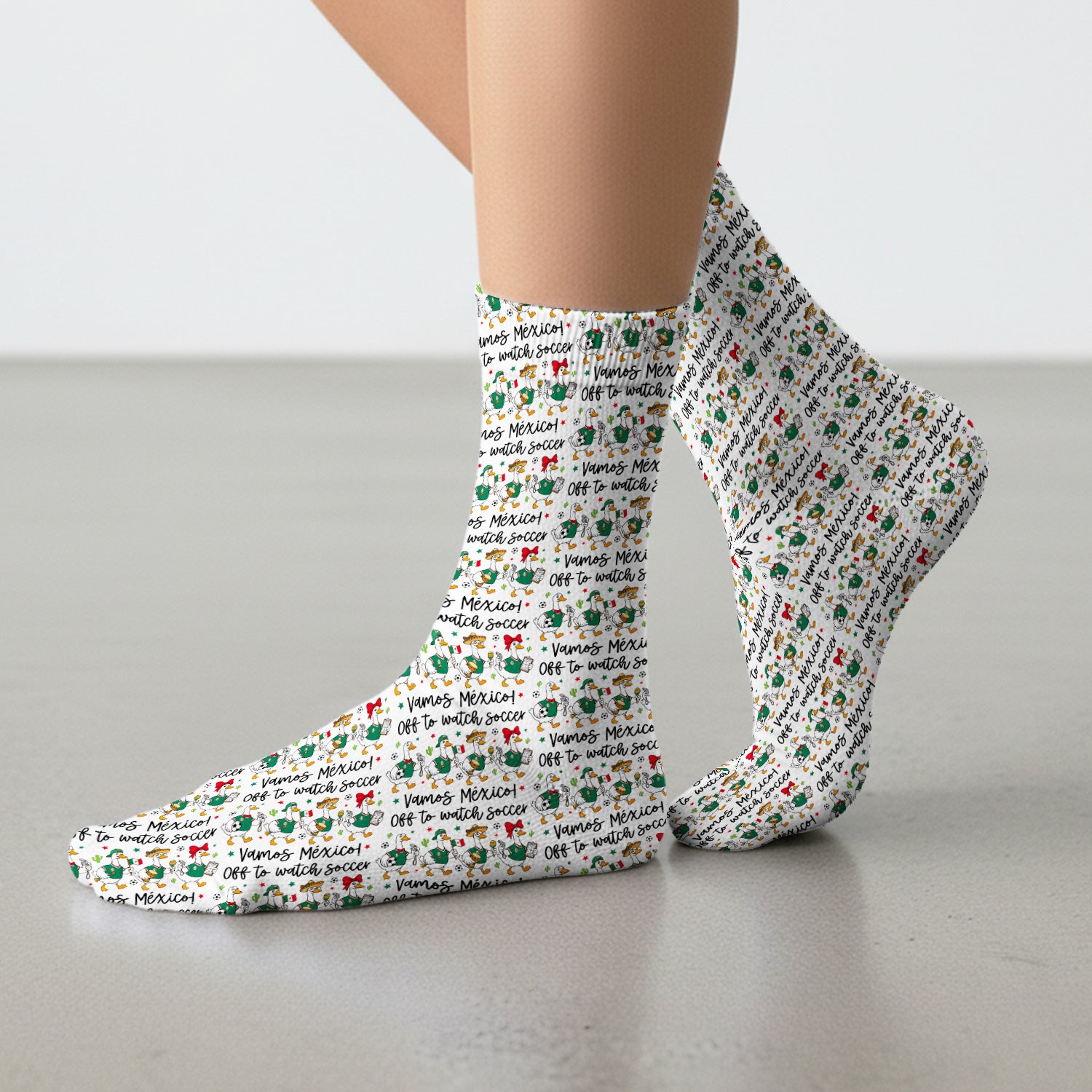 Funny Mexico Soccer Goose Print Socks, Adult Socks for Men and Women