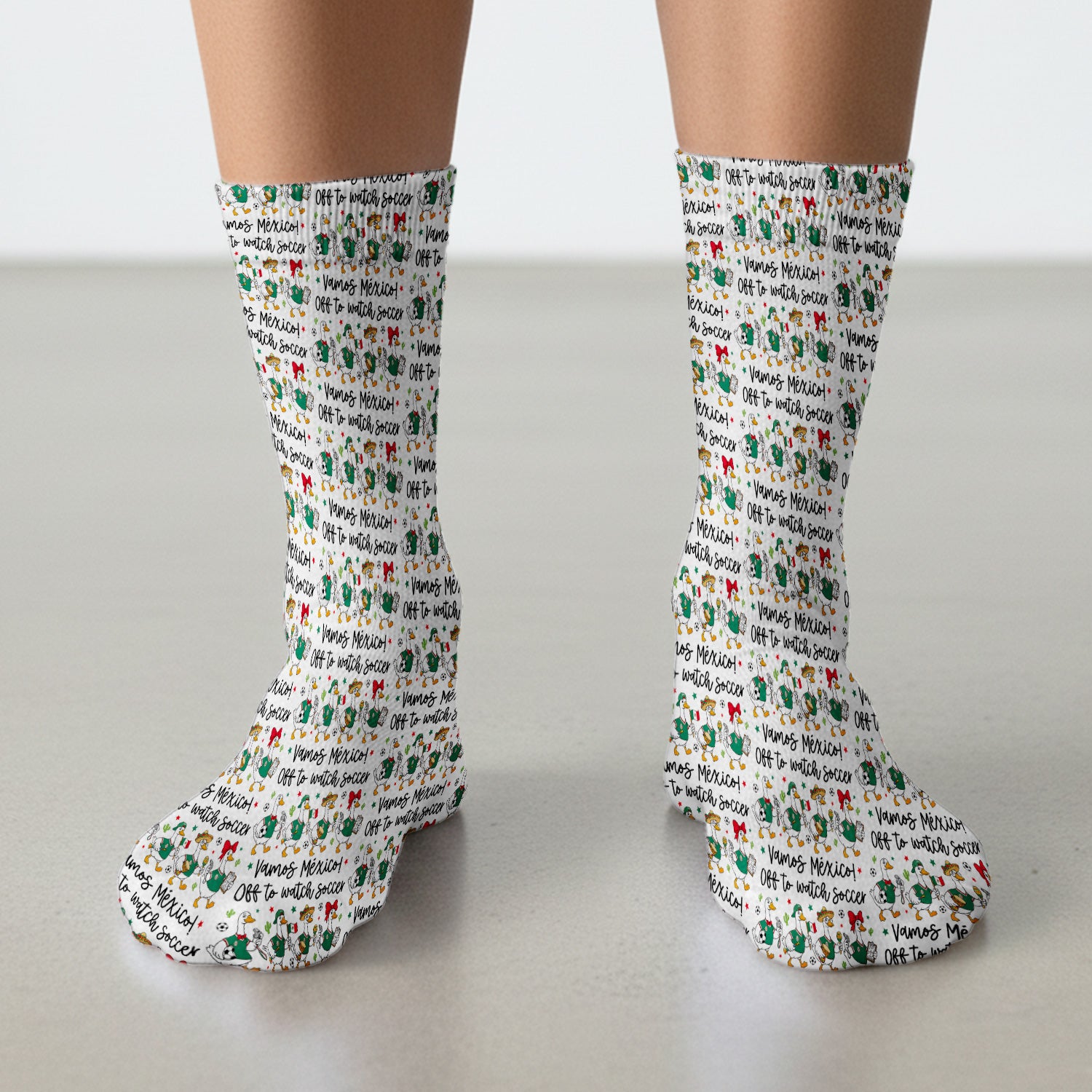 Funny Mexico Soccer Goose Print Socks, Adult Socks for Men and Women