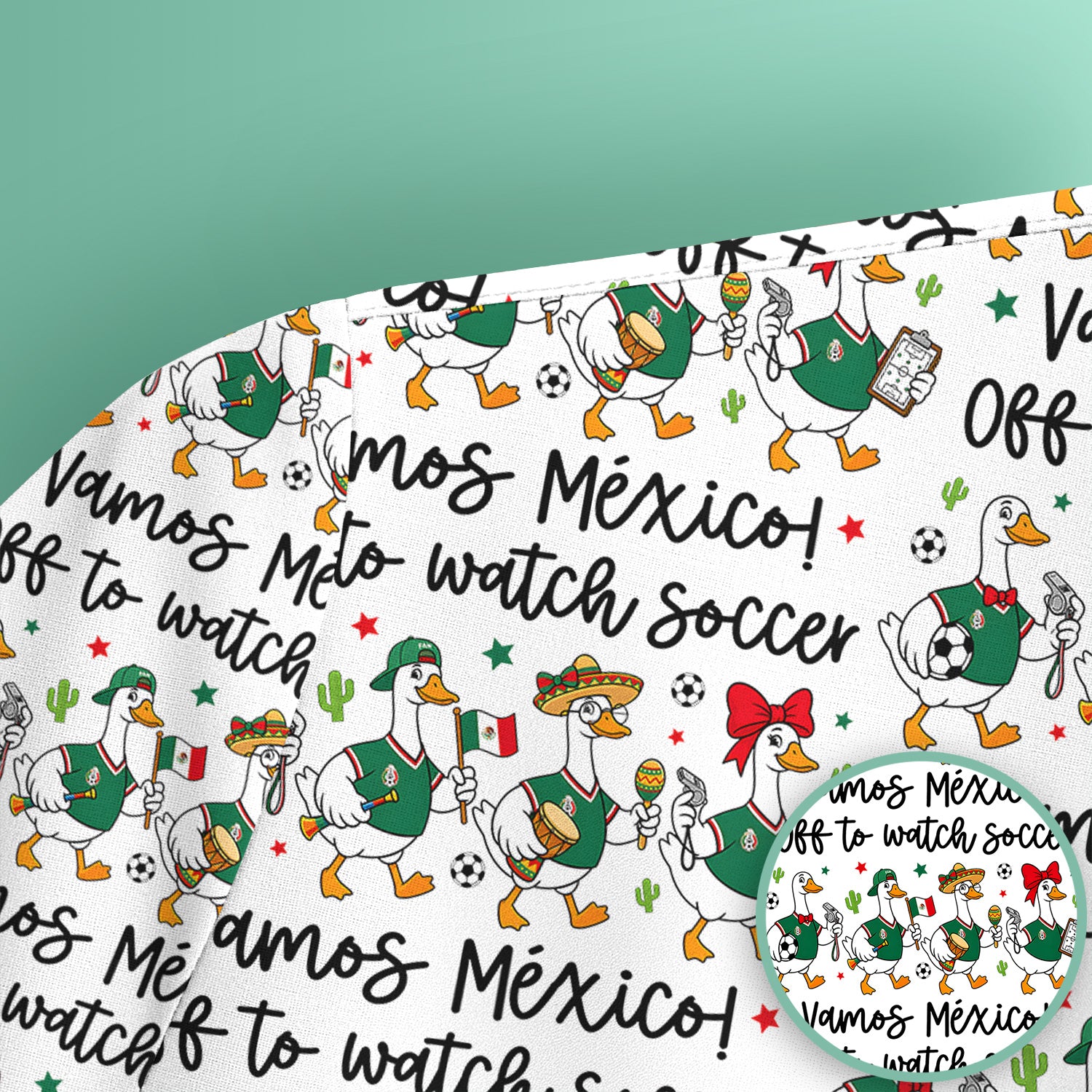 Funny Mexico Soccer Goose Print Scrub Top, Comfortable Scrubs for Nurses