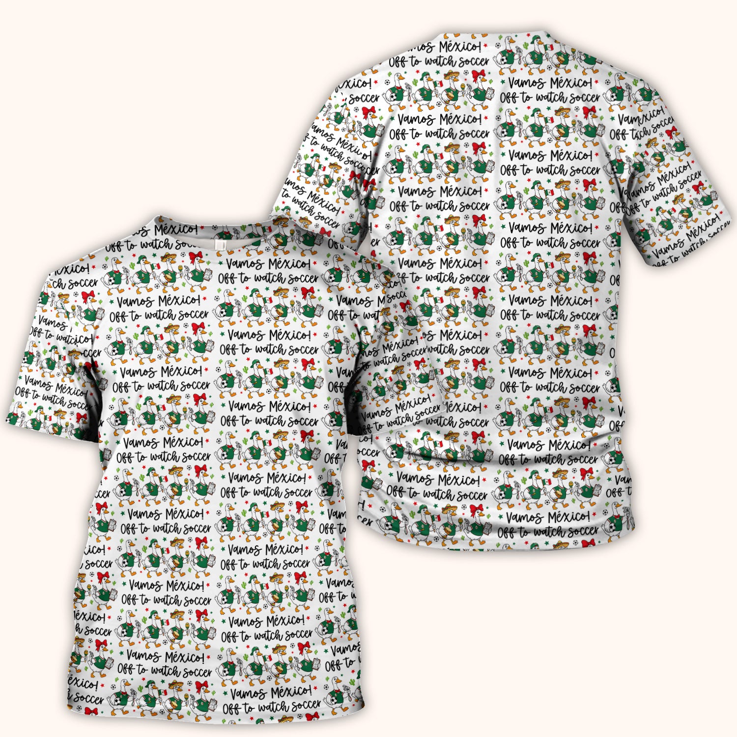Funny Mexico Soccer Goose Print Scrub Top, Comfortable Scrubs for Nurses