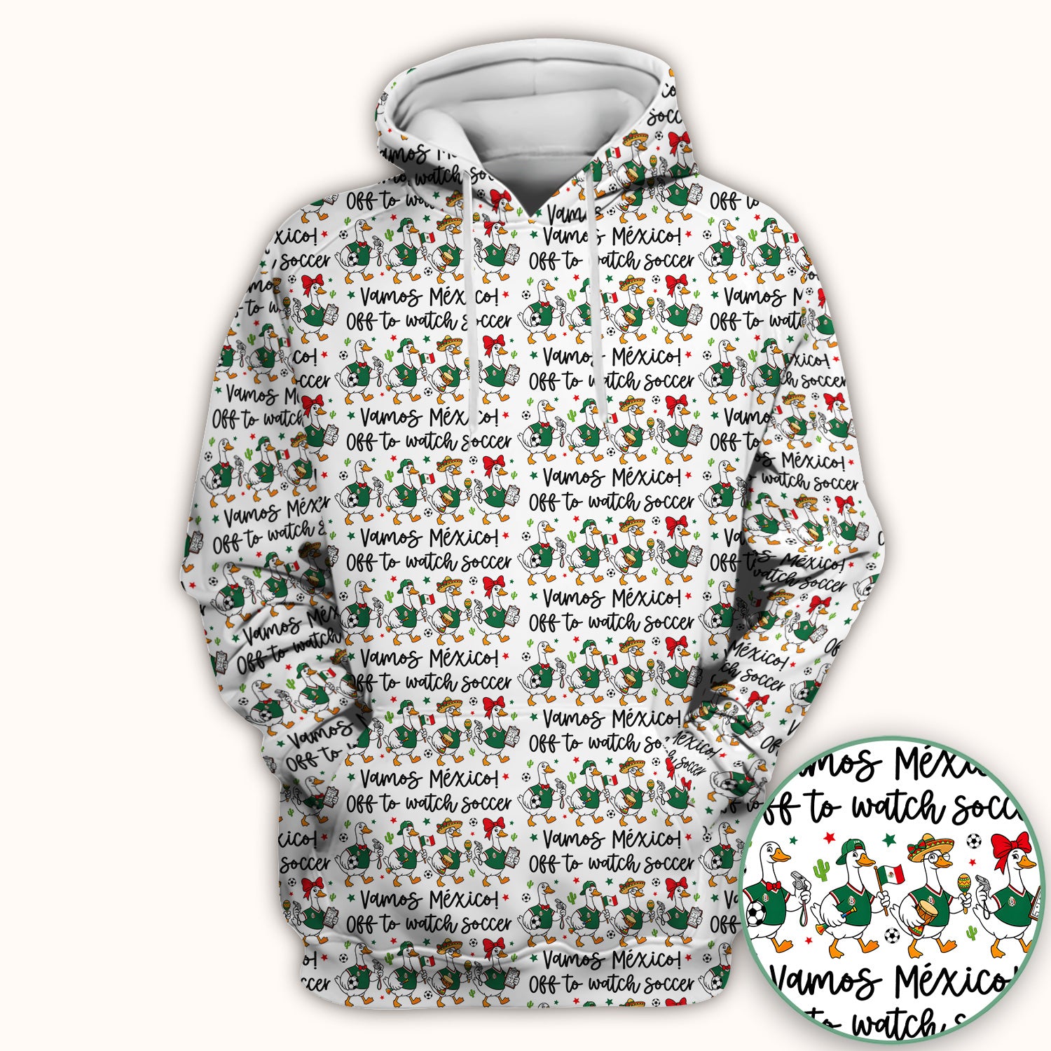 Funny Mexico Soccer Goose Print Scrub Top, Comfortable Scrubs for Nurses