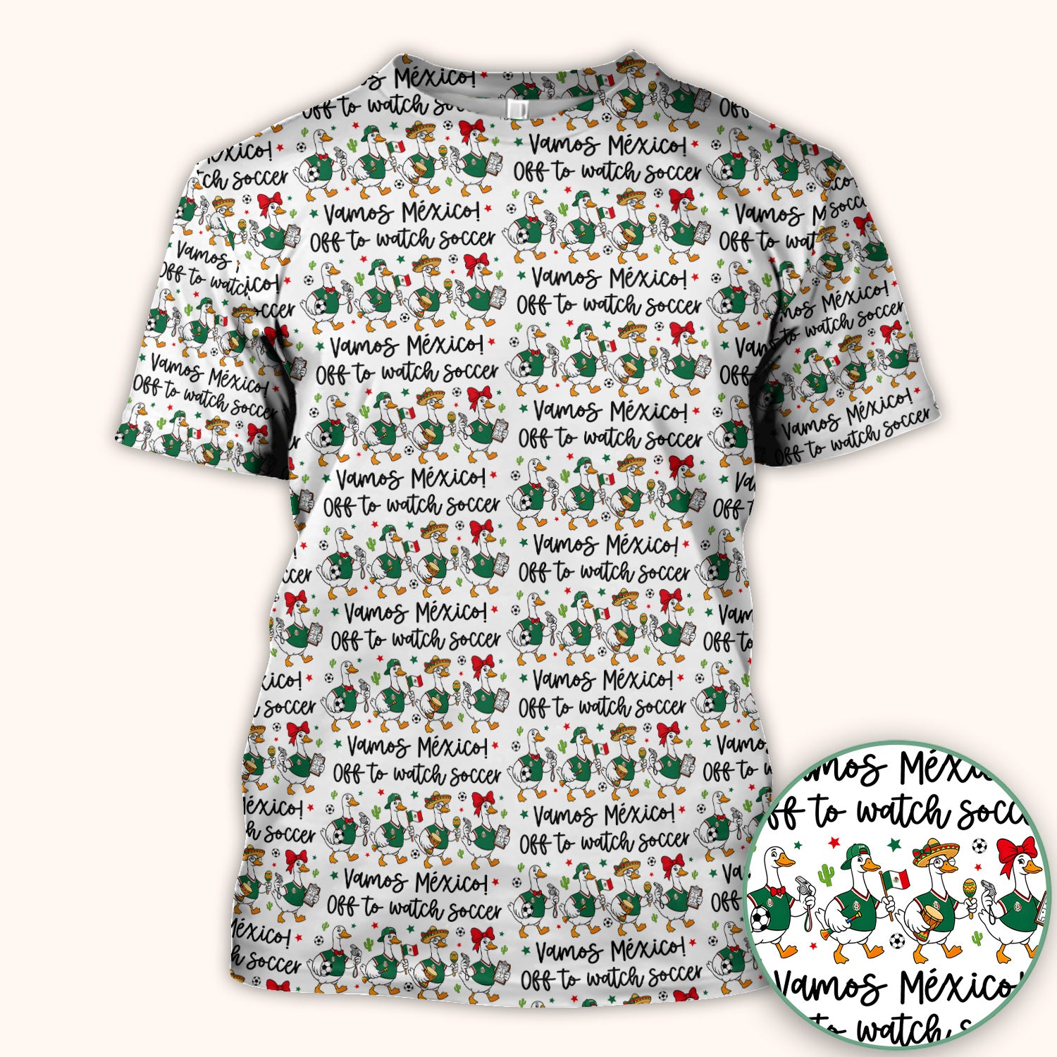 Funny Mexico Soccer Goose Print Scrub Top, Comfortable Scrubs for Nurses