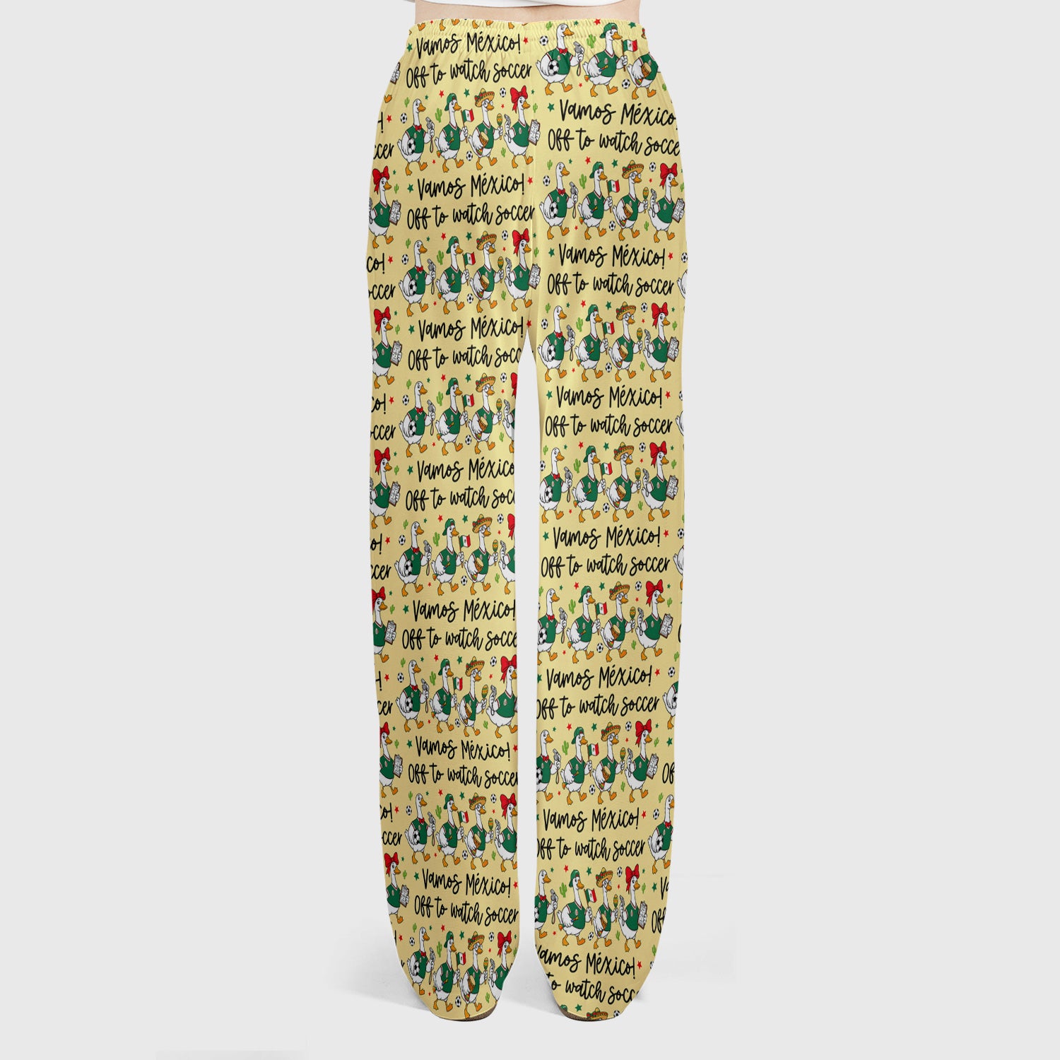 Funny Mexico Soccer Goose Print Scrub Set, Scrub Pants and V Neck Top