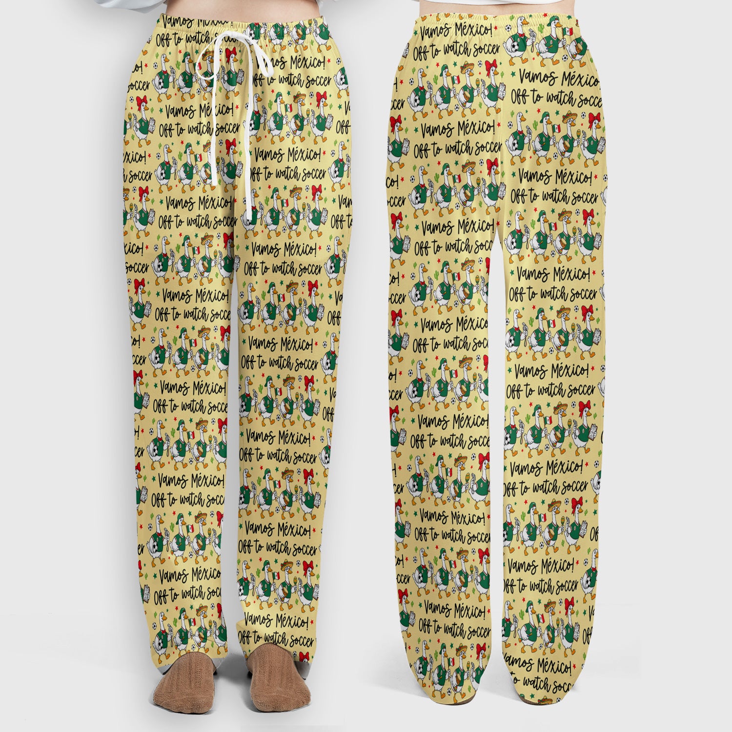 Funny Mexico Soccer Goose Print Scrub Set, Scrub Pants and V Neck Top