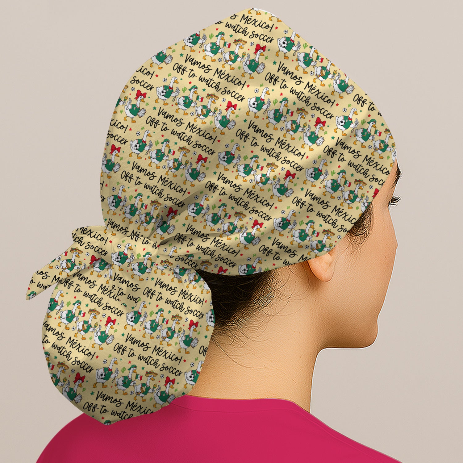 Funny Mexico Soccer Goose Print Scrub Cap, Surgical Caps for Doctors