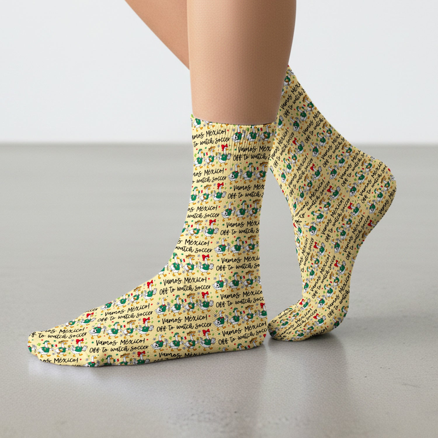 Funny Mexico Soccer Goose Print Socks, Adult Socks for Men and Women