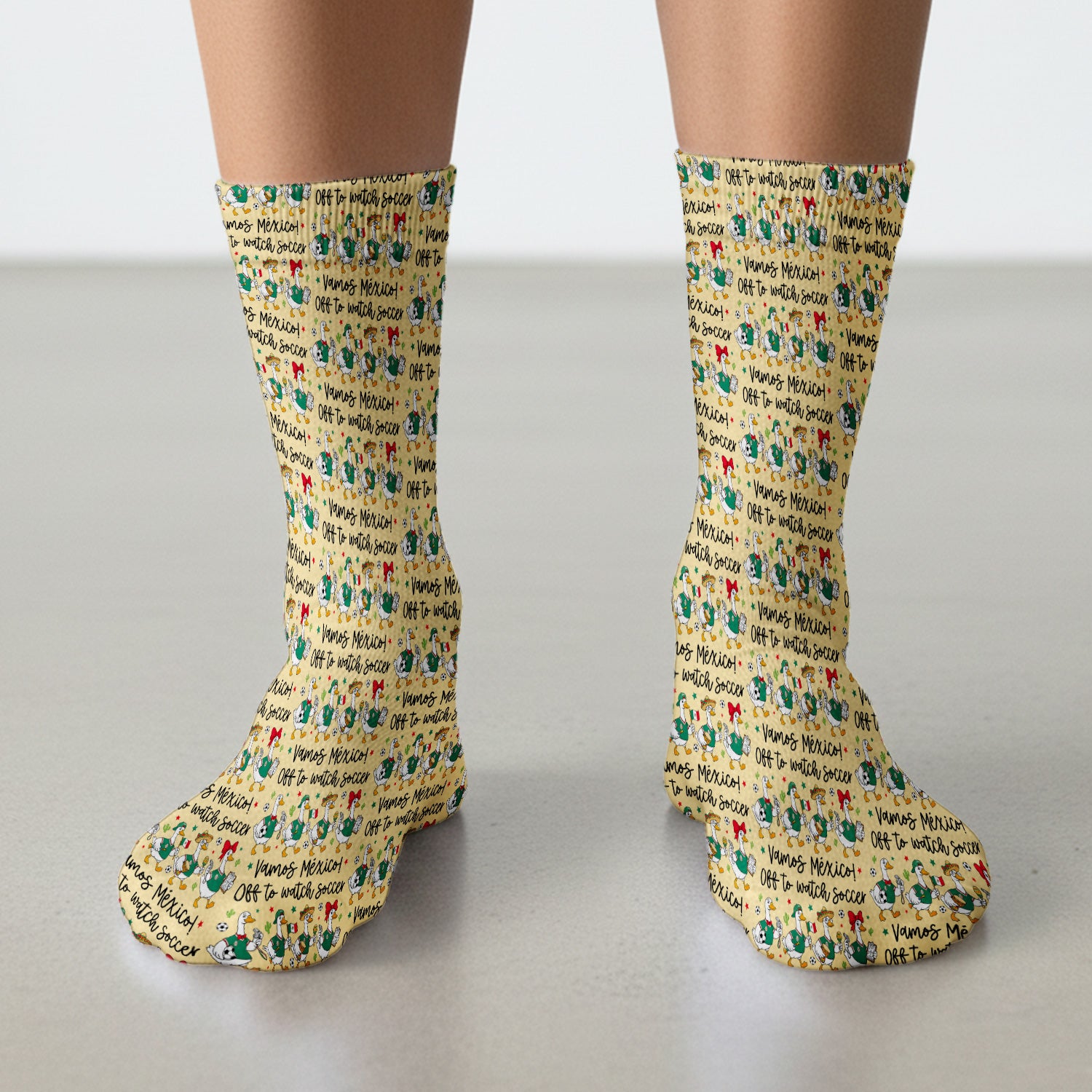 Funny Mexico Soccer Goose Print Socks, Adult Socks for Men and Women