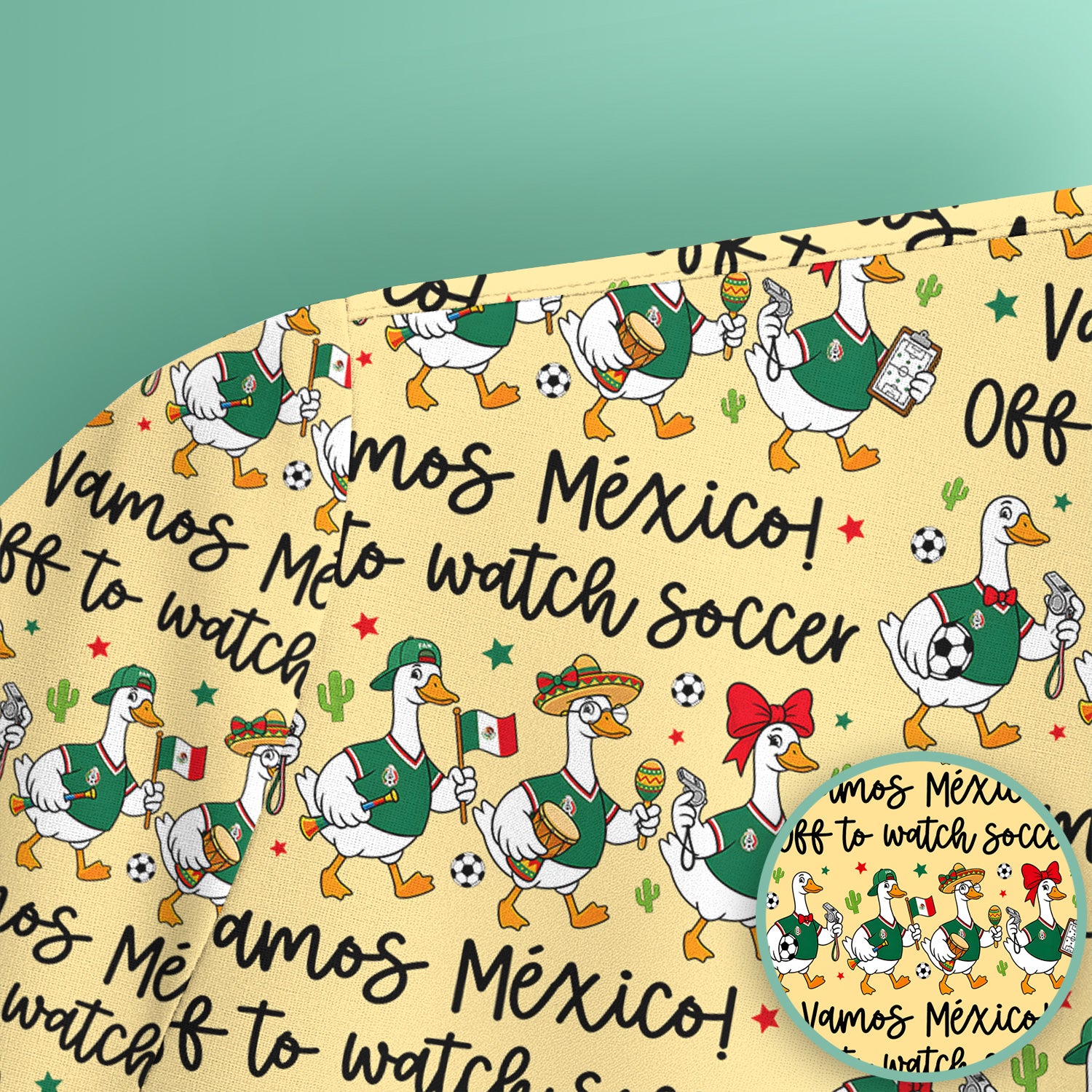 Funny Mexico Soccer Goose Print Scrub Top, Comfortable Scrubs for Nurses