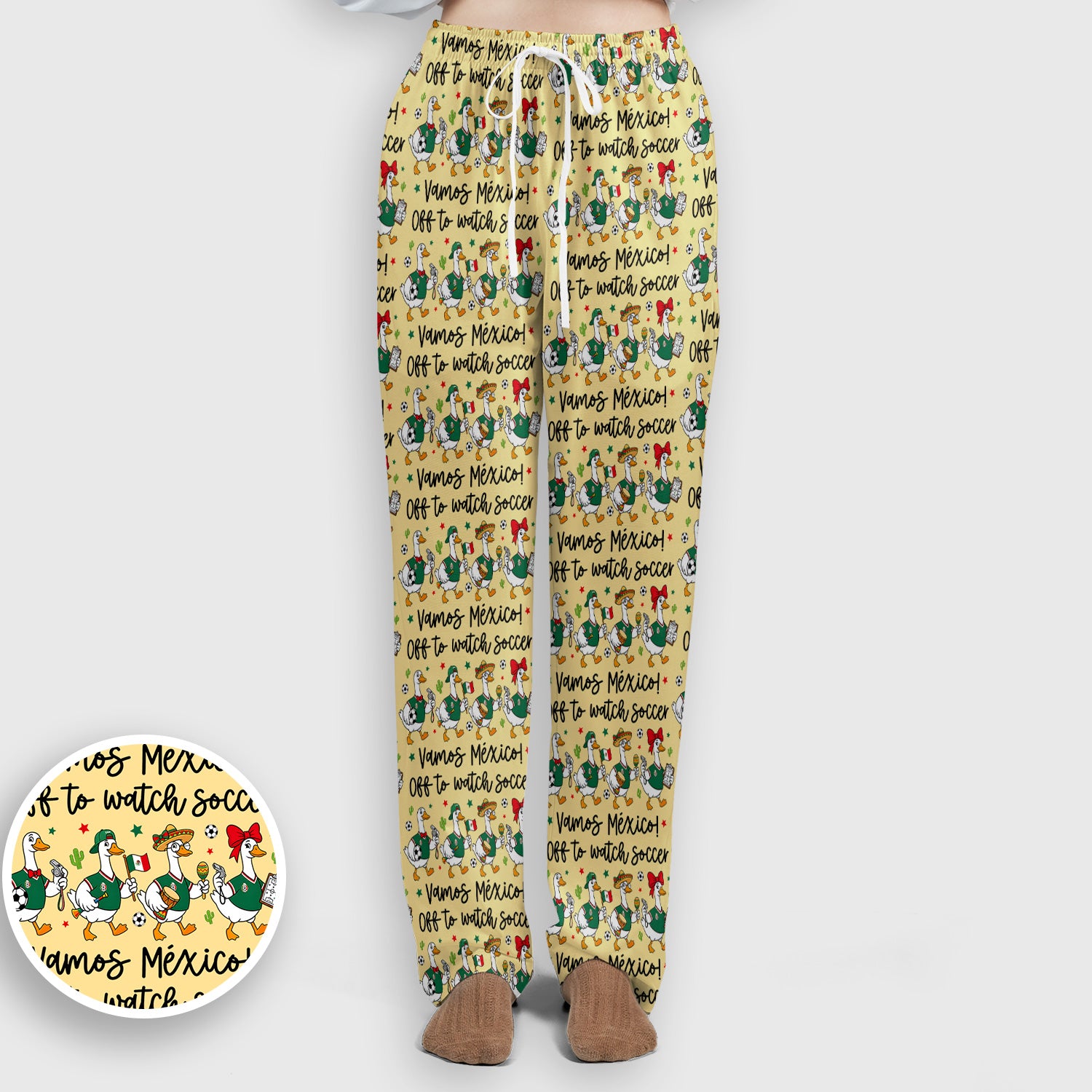 Funny Mexico Soccer Goose Print Scrub Set, Scrub Pants and V Neck Top