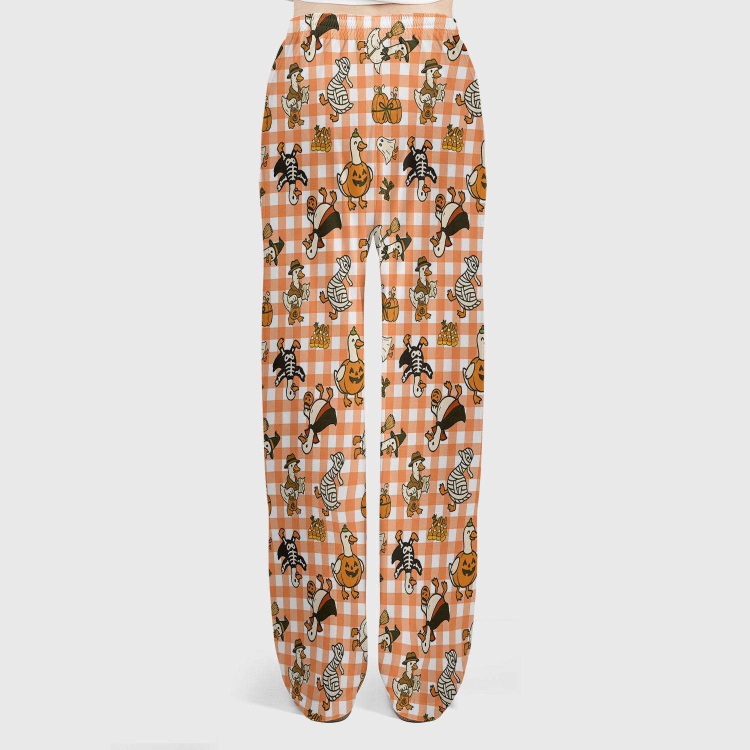 Halloween Goose with Pumpkin Witch Print Scrub Set, Scrub Pants and V Neck Top