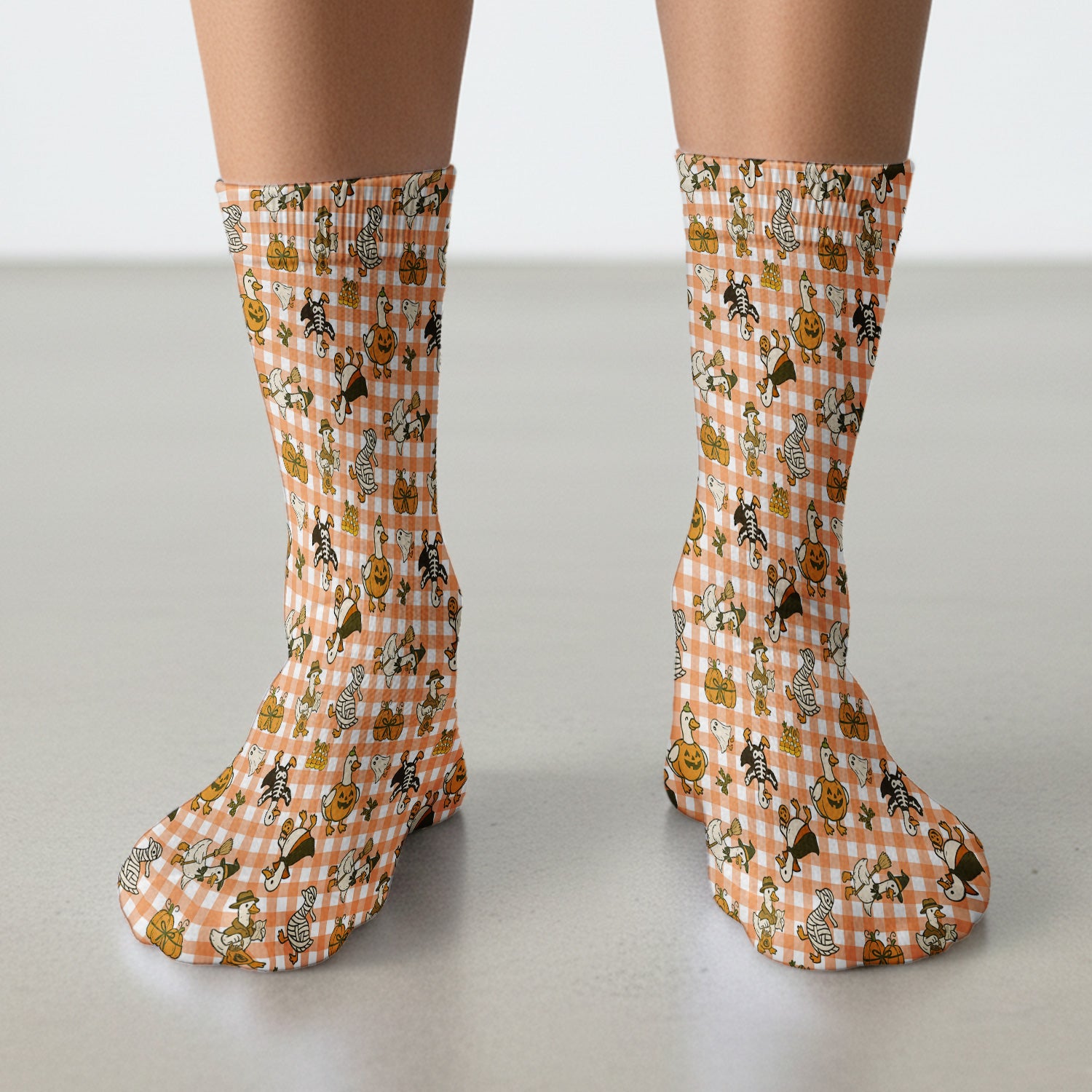 Halloween Goose with Pumpkin Witch Print Socks, Adult Socks for Men and Women