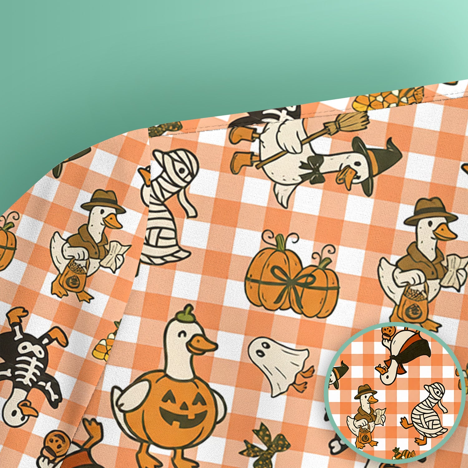 Halloween Goose with Pumpkin Witch Print Scrub Top, Comfortable Scrubs for Nurses