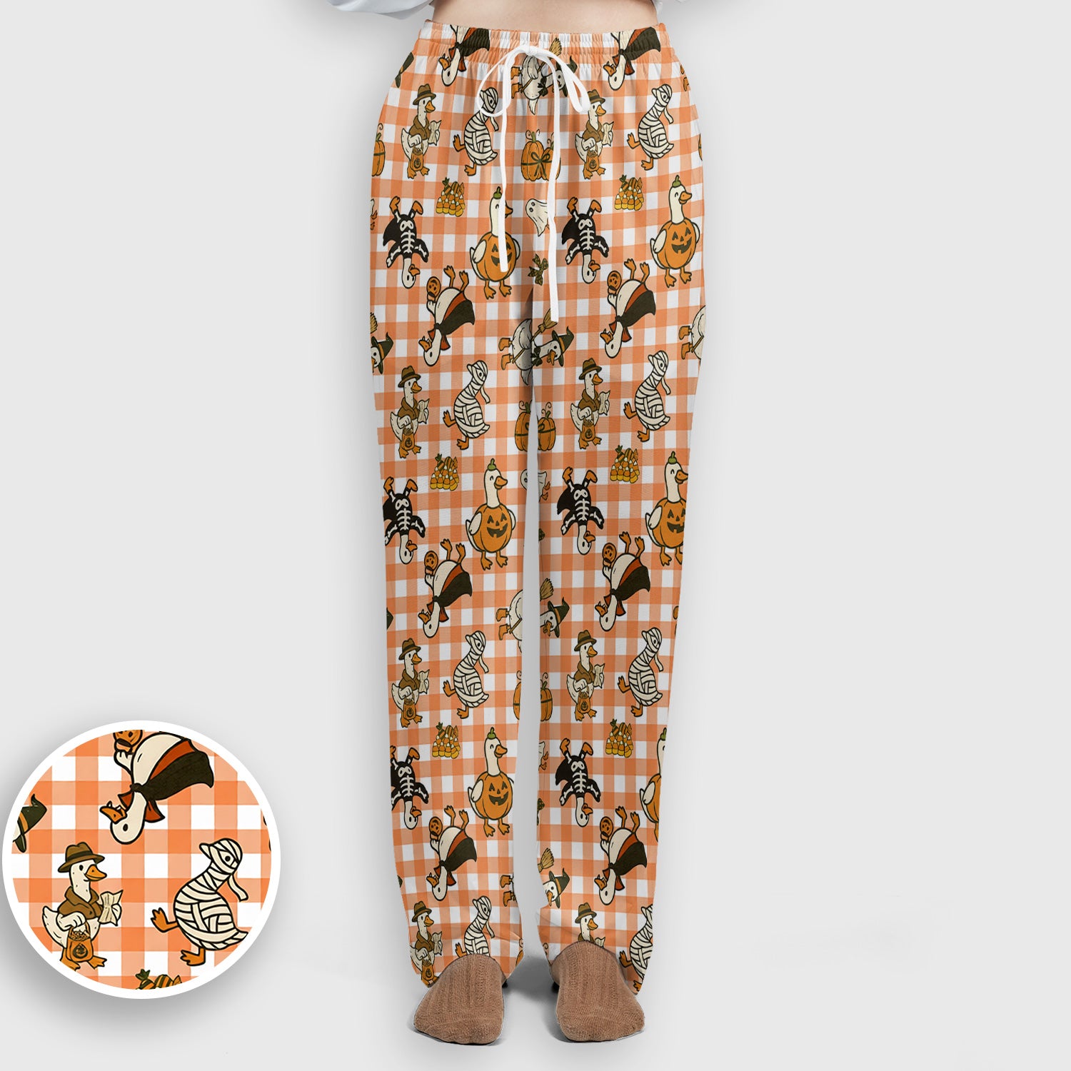 Halloween Goose with Pumpkin Witch Print Scrub Set, Scrub Pants and V Neck Top