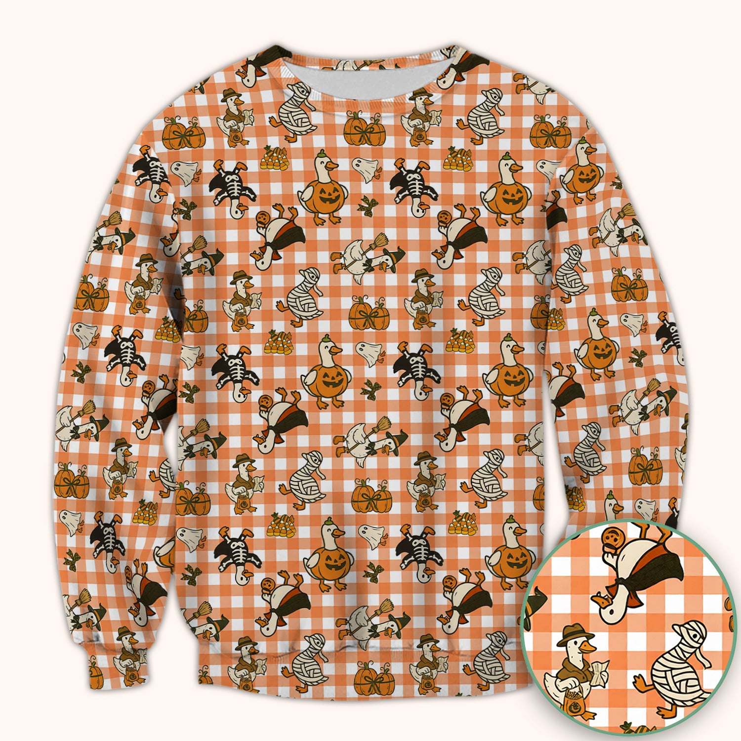 Halloween Goose with Pumpkin Witch Print Scrub Top, Comfortable Scrubs for Nurses