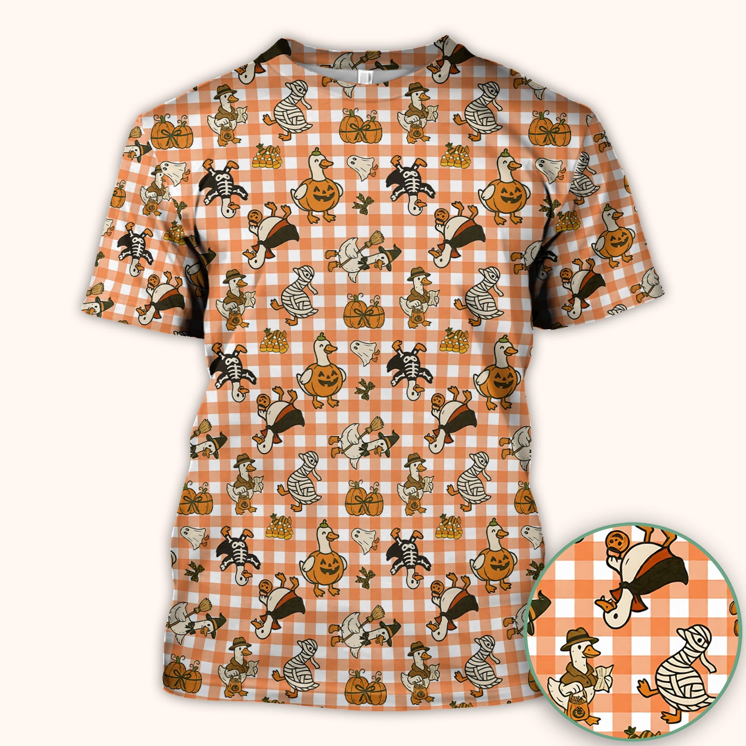 Halloween Goose with Pumpkin Witch Print Scrub Top, Comfortable Scrubs for Nurses