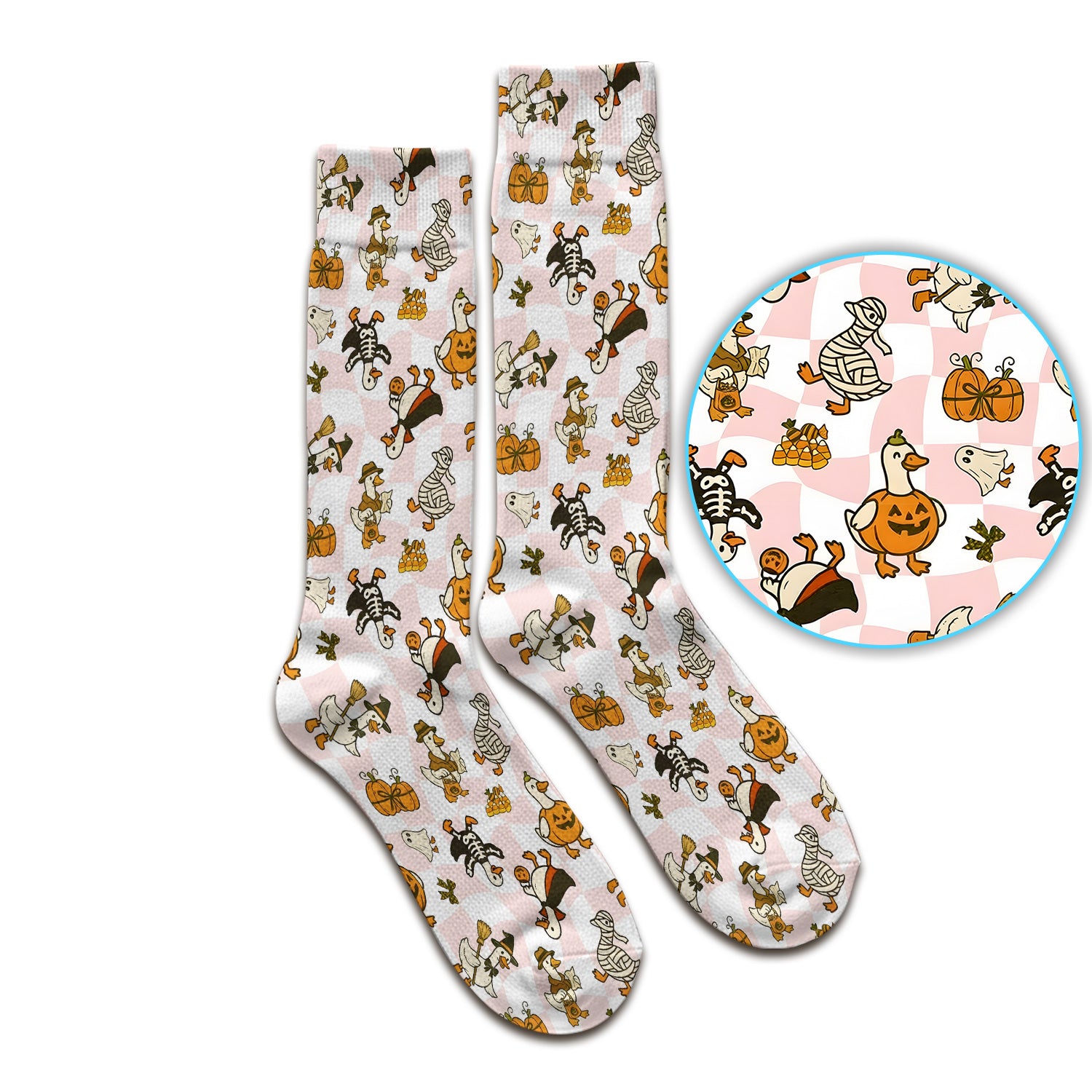 Halloween Goose with Pumpkin Witch Print Socks, Adult Socks for Men and Women