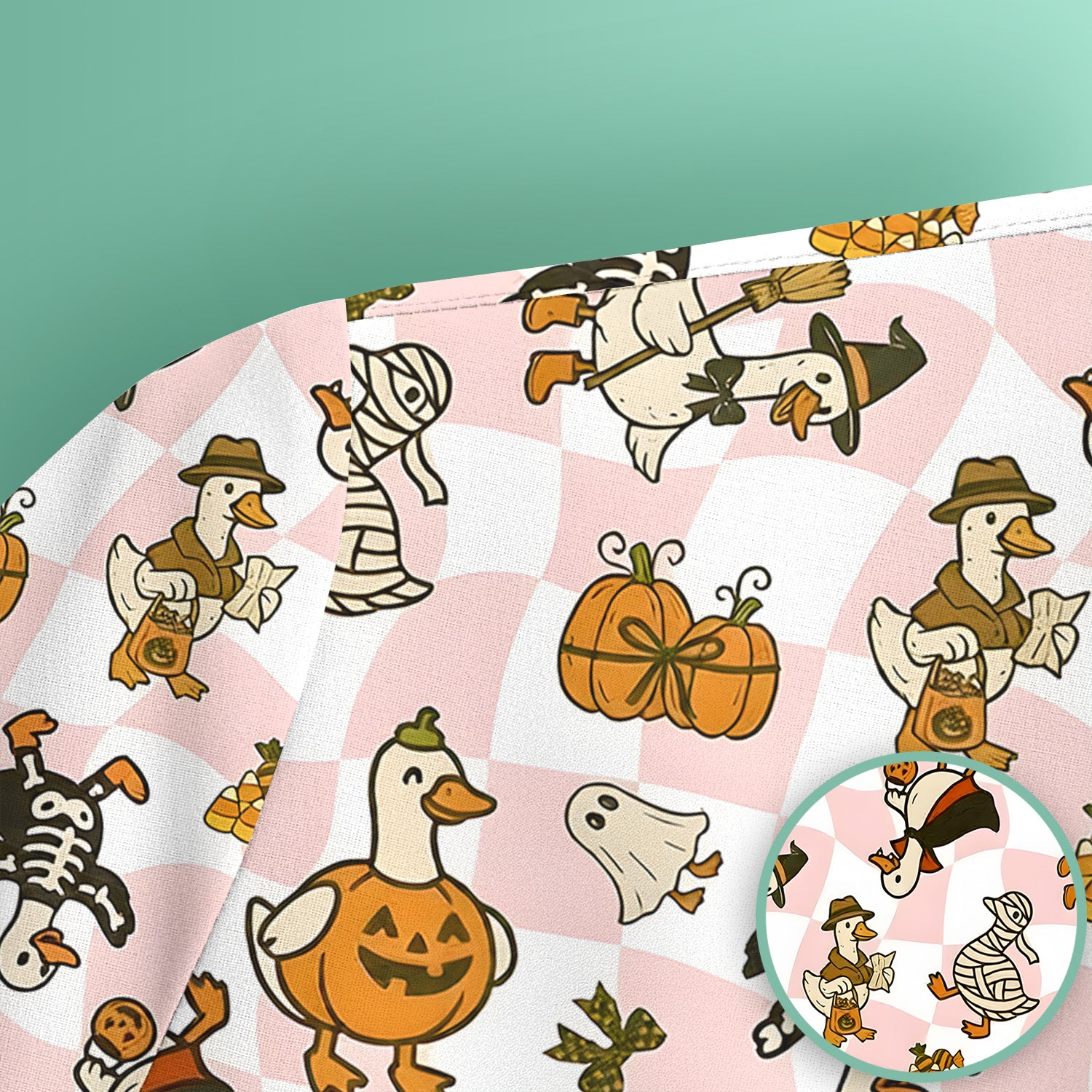 Halloween Goose with Pumpkin Witch Print Scrub Top, Comfortable Scrubs for Nurses