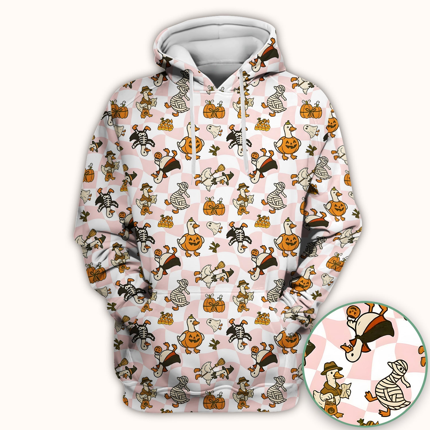 Halloween Goose with Pumpkin Witch Print Scrub Top, Comfortable Scrubs for Nurses