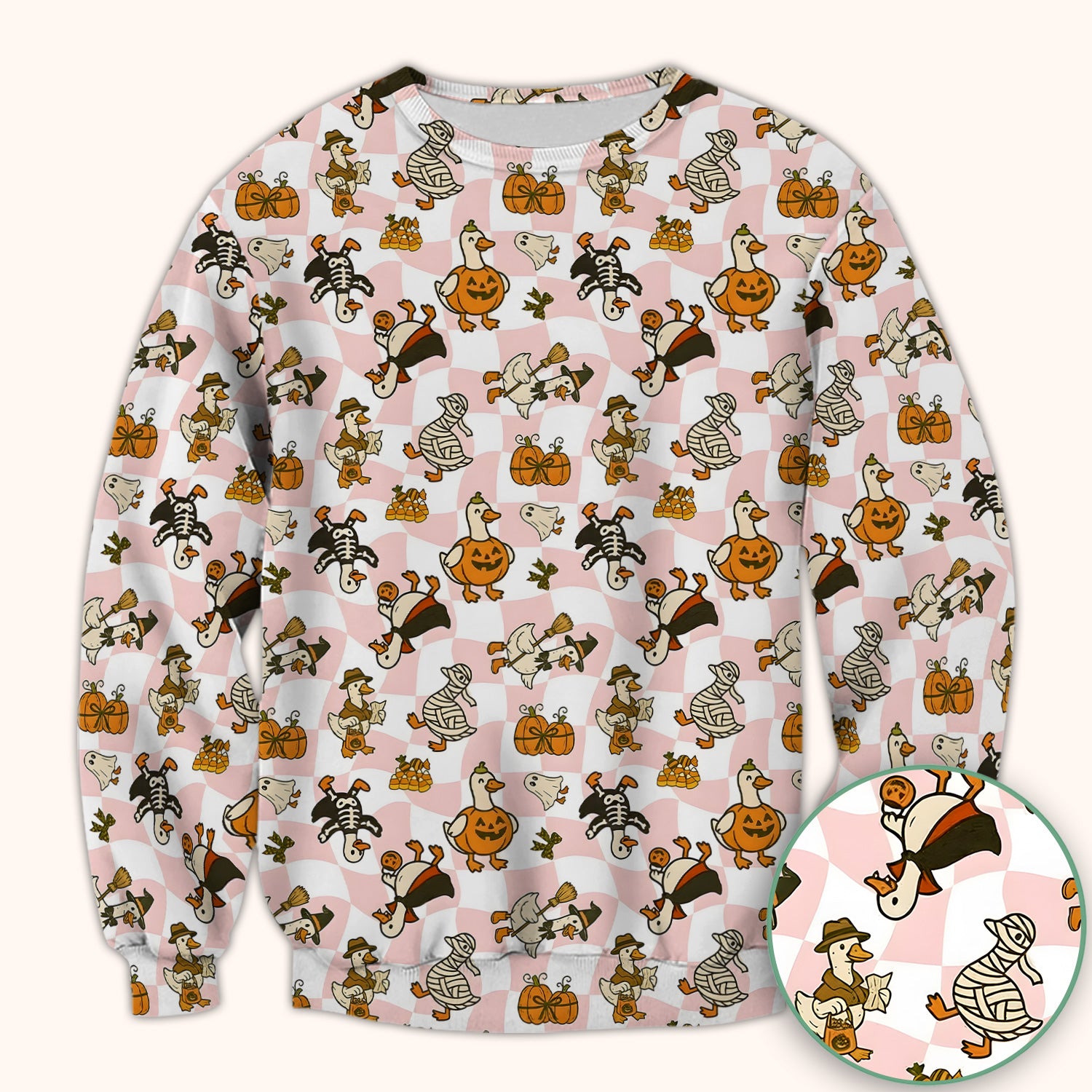 Halloween Goose with Pumpkin Witch Print Scrub Top, Comfortable Scrubs for Nurses