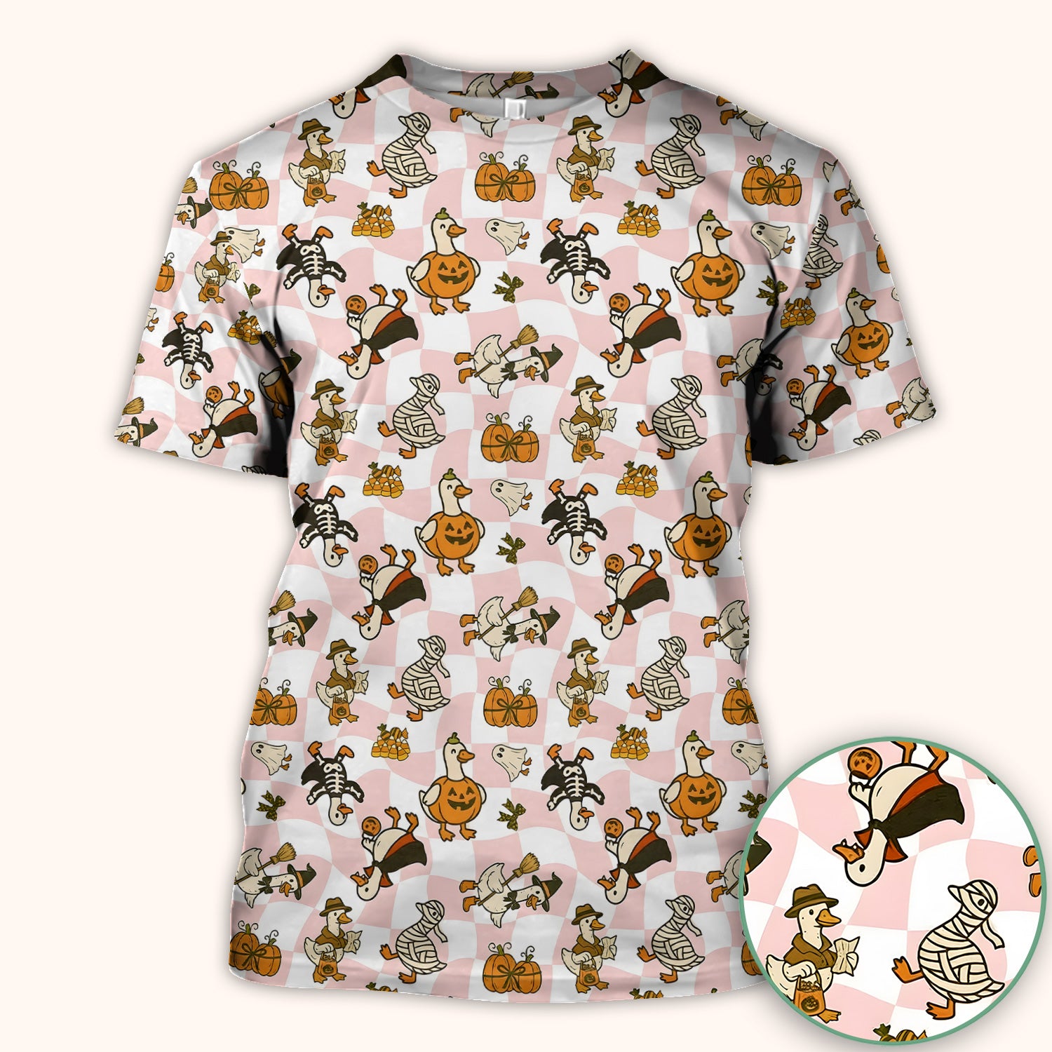 Halloween Goose with Pumpkin Witch Print Scrub Top, Comfortable Scrubs for Nurses