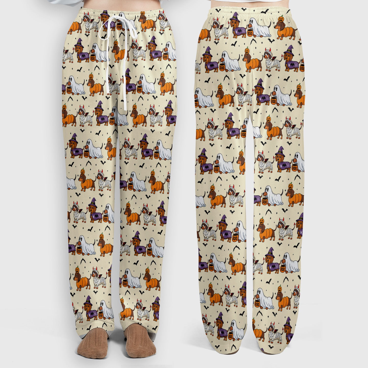 Halloween Dachshund for Veterinary Staff Scrub Set, Scrub Pants and V Neck Top