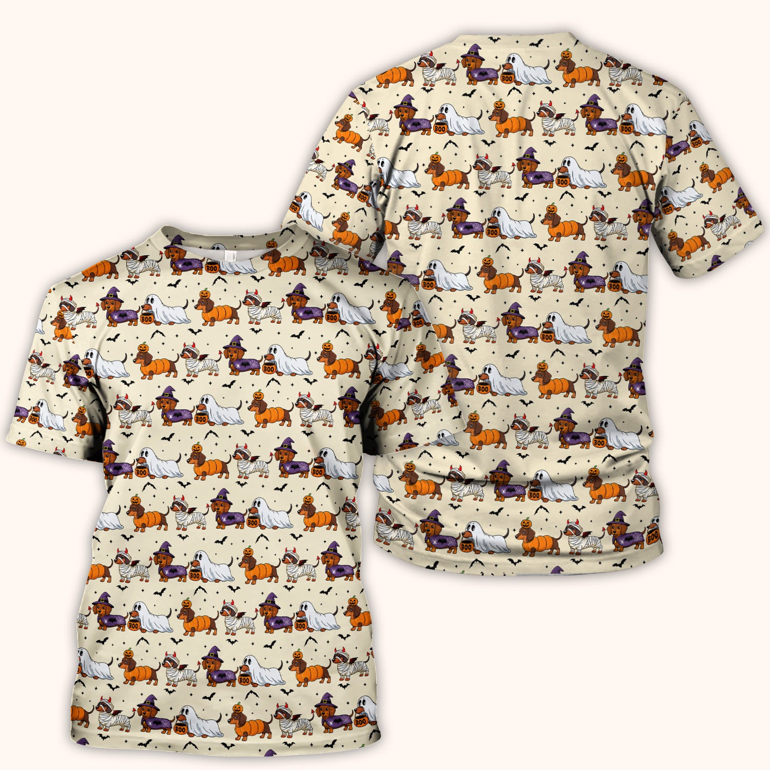 Halloween Dachshund for Veterinary Staff Scrub Top, Comfortable Scrubs for Nurses