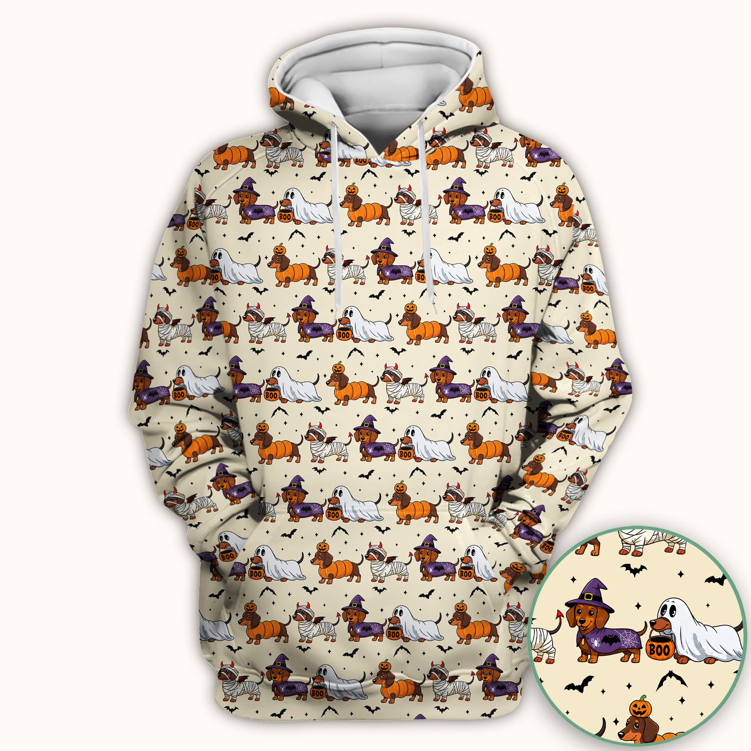 Halloween Dachshund for Veterinary Staff Scrub Top, Comfortable Scrubs for Nurses