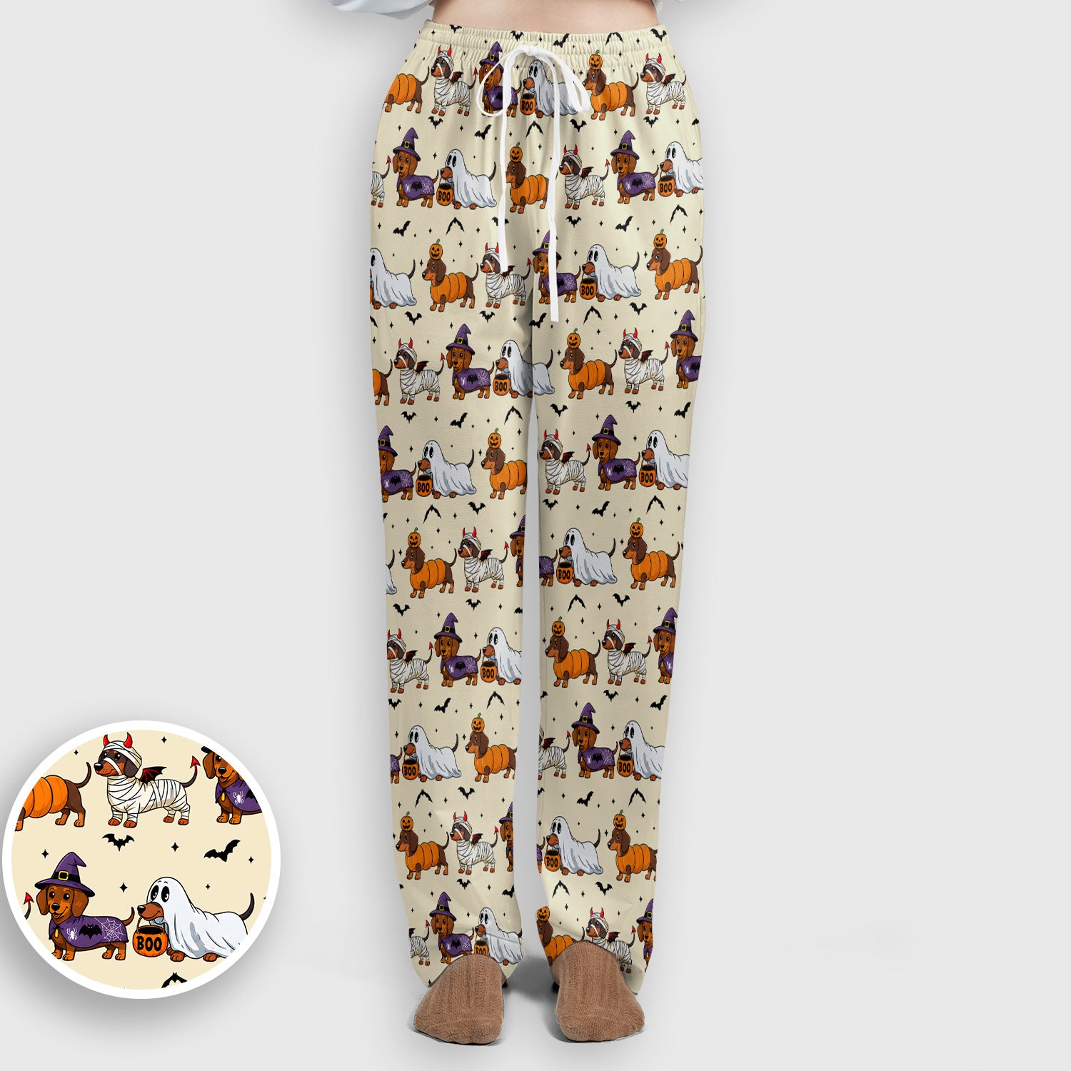 Halloween Dachshund for Veterinary Staff Scrub Set, Scrub Pants and V Neck Top