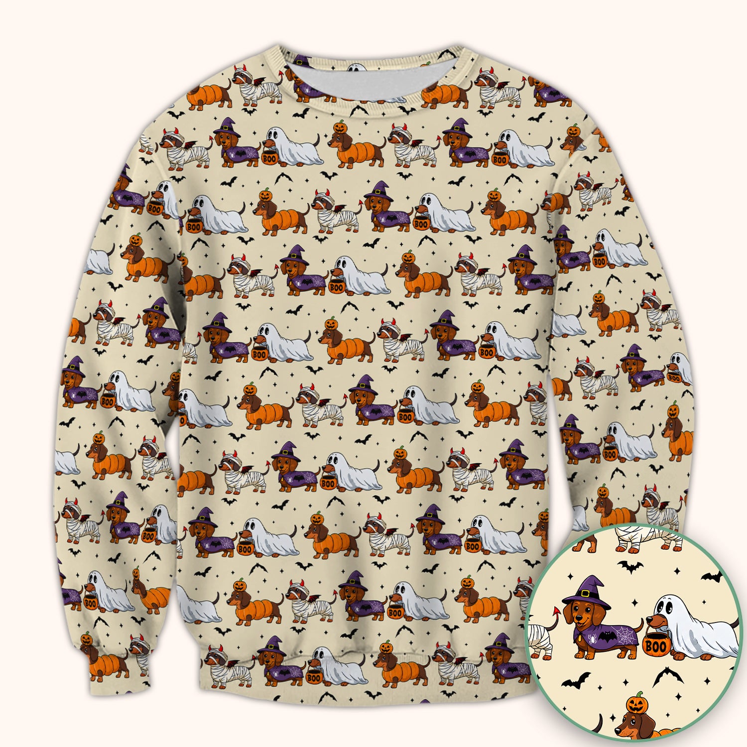 Halloween Dachshund for Veterinary Staff Scrub Top, Comfortable Scrubs for Nurses