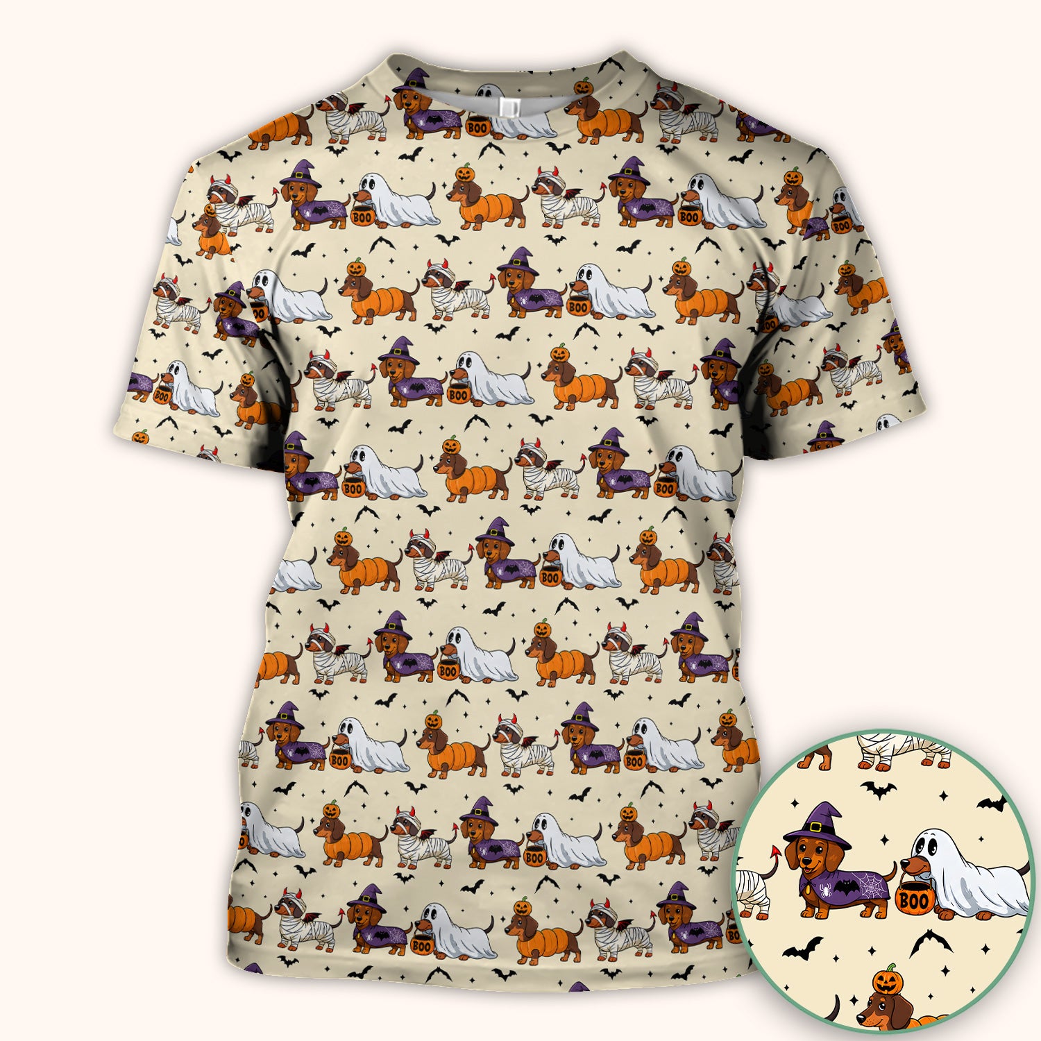 Halloween Dachshund for Veterinary Staff Scrub Top, Comfortable Scrubs for Nurses