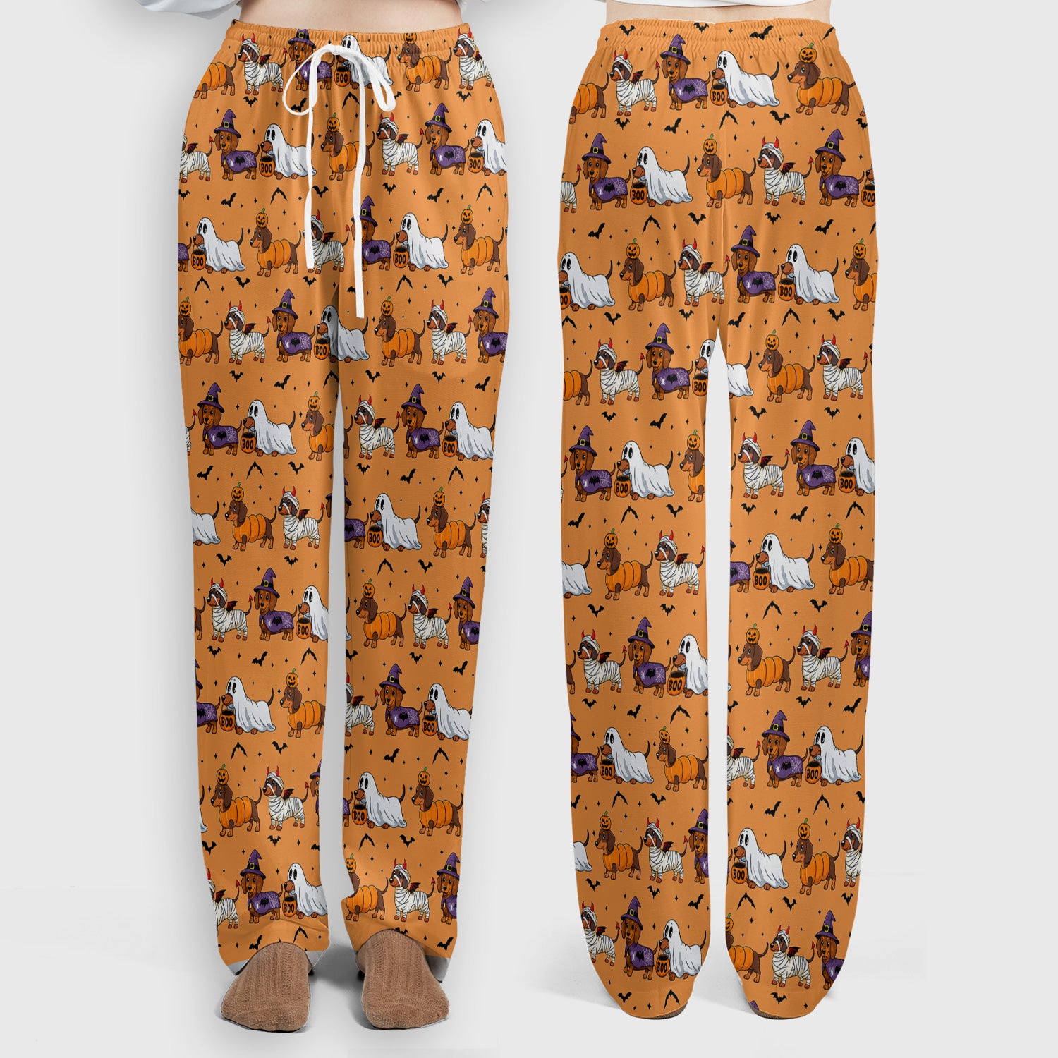 Halloween Dachshund for Veterinary Staff Scrub Set, Scrub Pants and V Neck Top