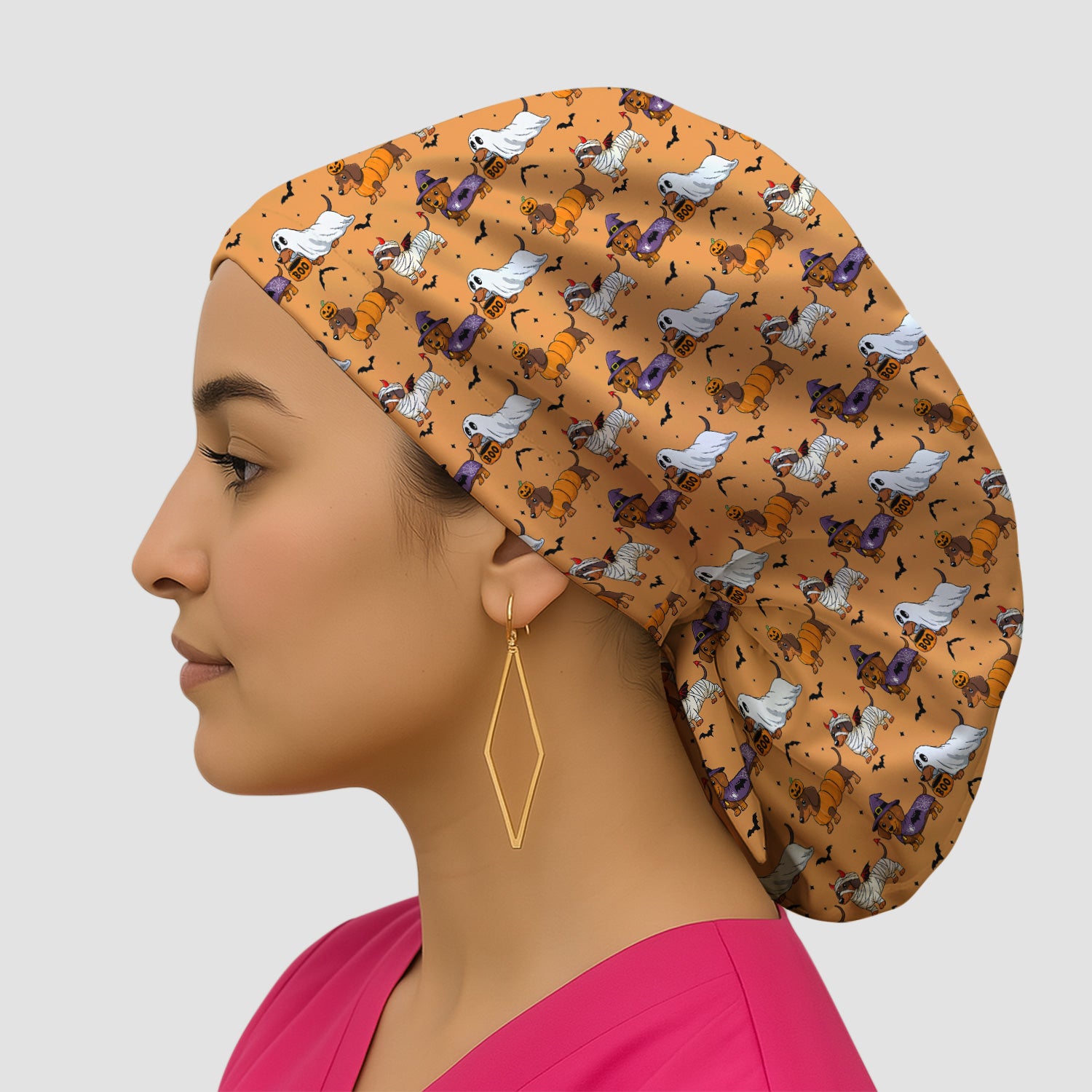 Halloween Dachshund for Veterinary Staff Scrub Cap, Surgical Caps for Doctors