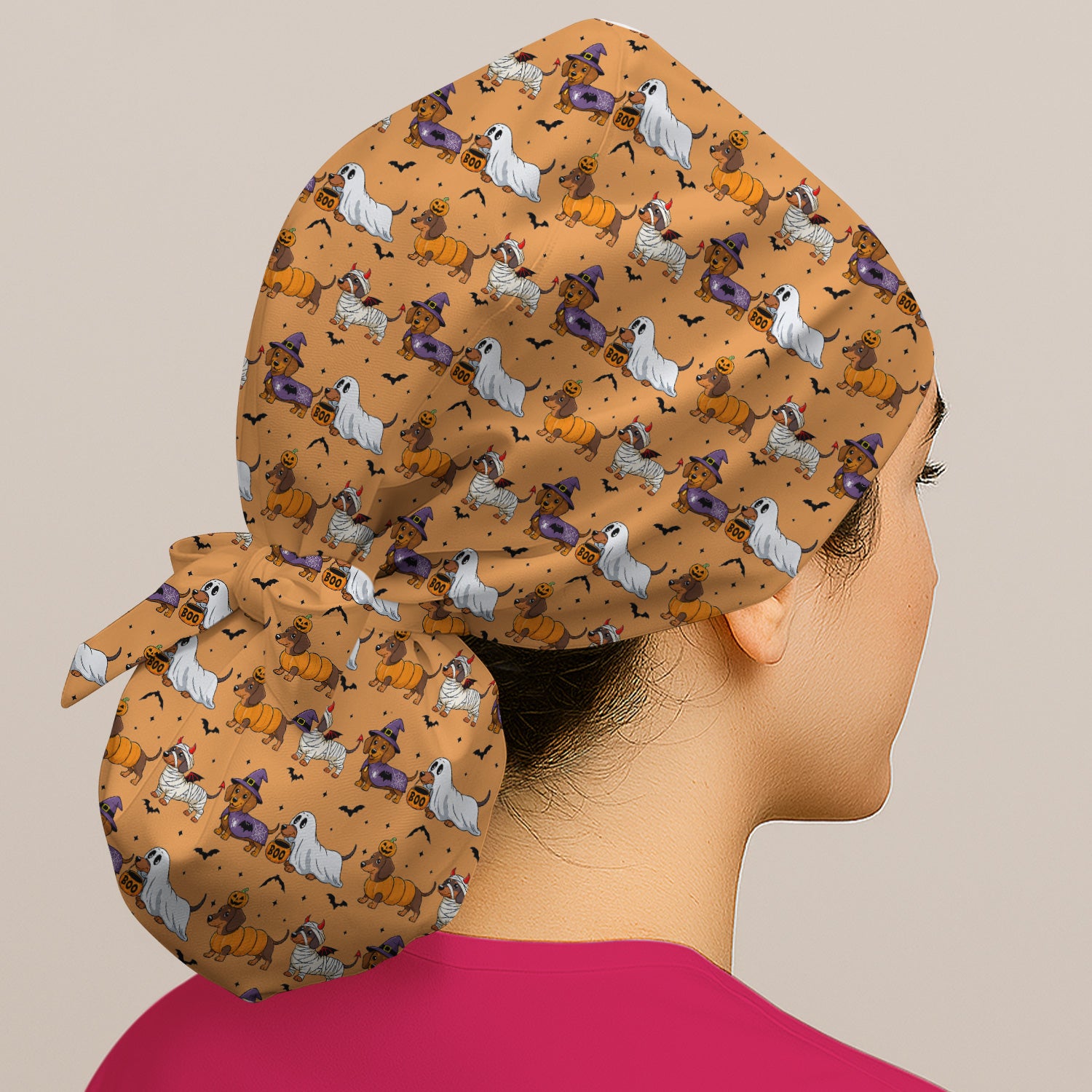 Halloween Dachshund for Veterinary Staff Scrub Cap, Surgical Caps for Doctors