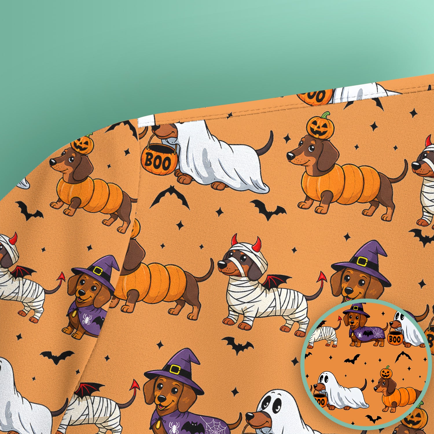 Halloween Dachshund for Veterinary Staff Scrub Top, Comfortable Scrubs for Nurses