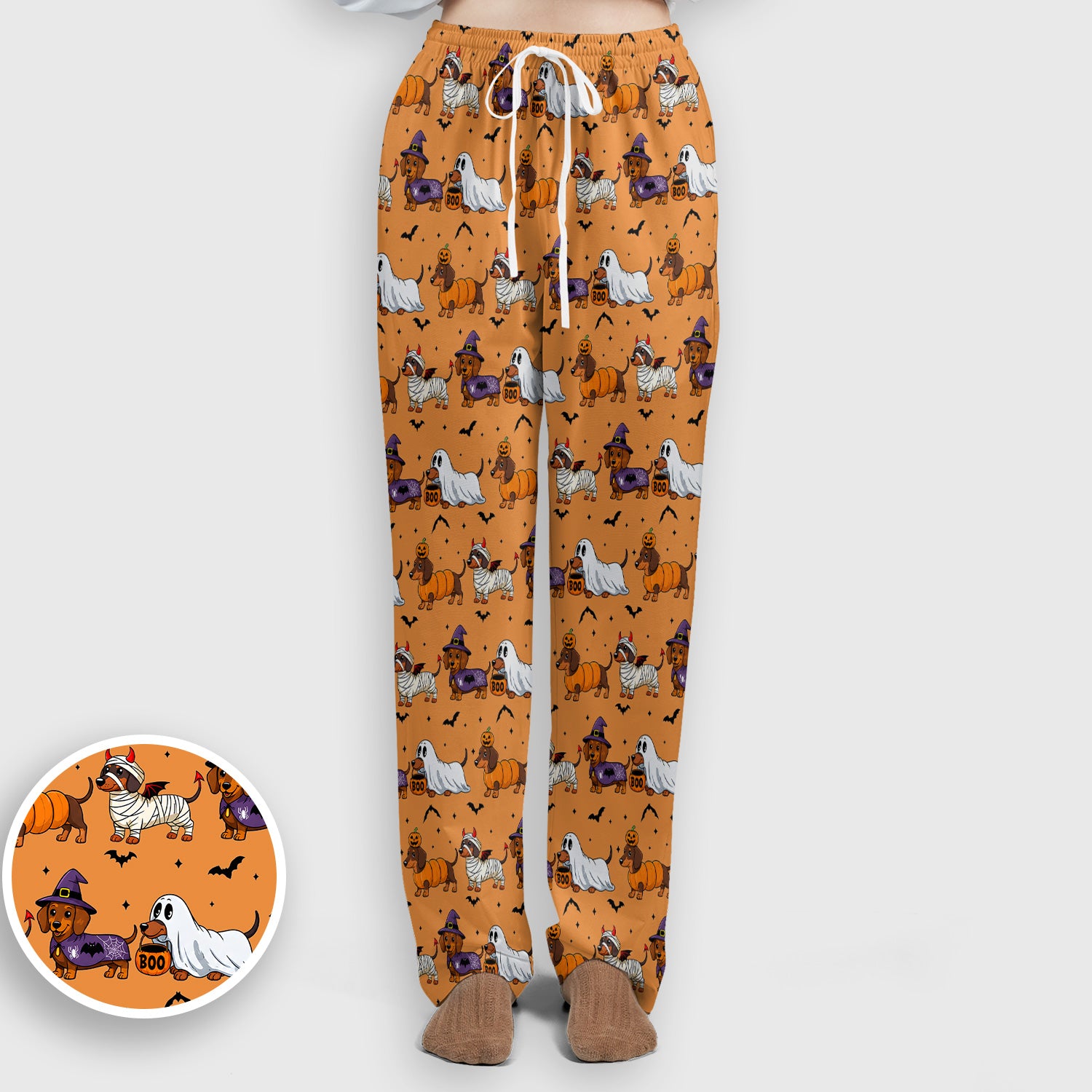Halloween Dachshund for Veterinary Staff Scrub Set, Scrub Pants and V Neck Top