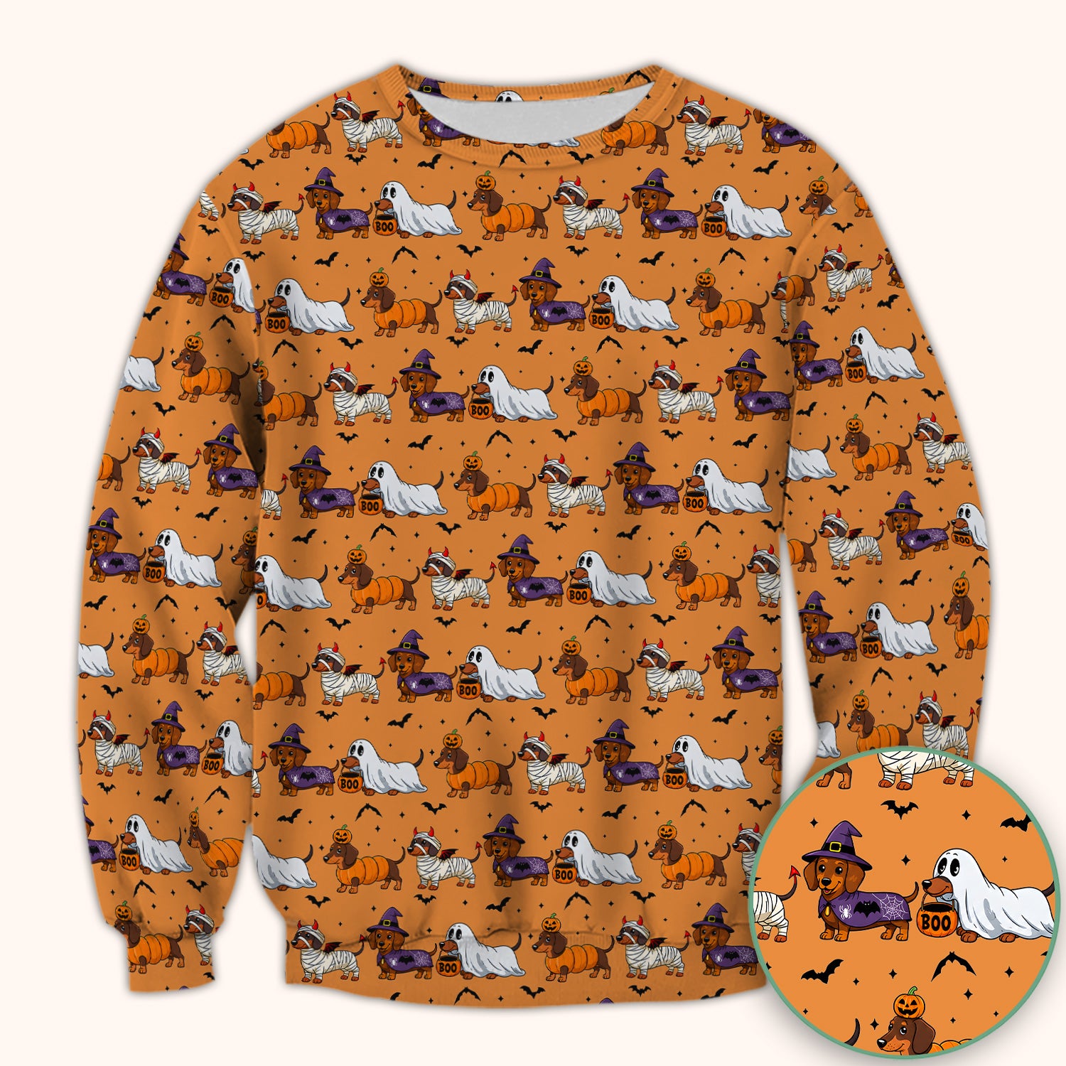 Halloween Dachshund for Veterinary Staff Scrub Top, Comfortable Scrubs for Nurses