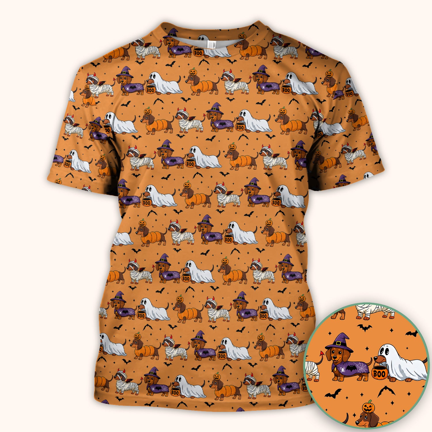 Halloween Dachshund for Veterinary Staff Scrub Top, Comfortable Scrubs for Nurses