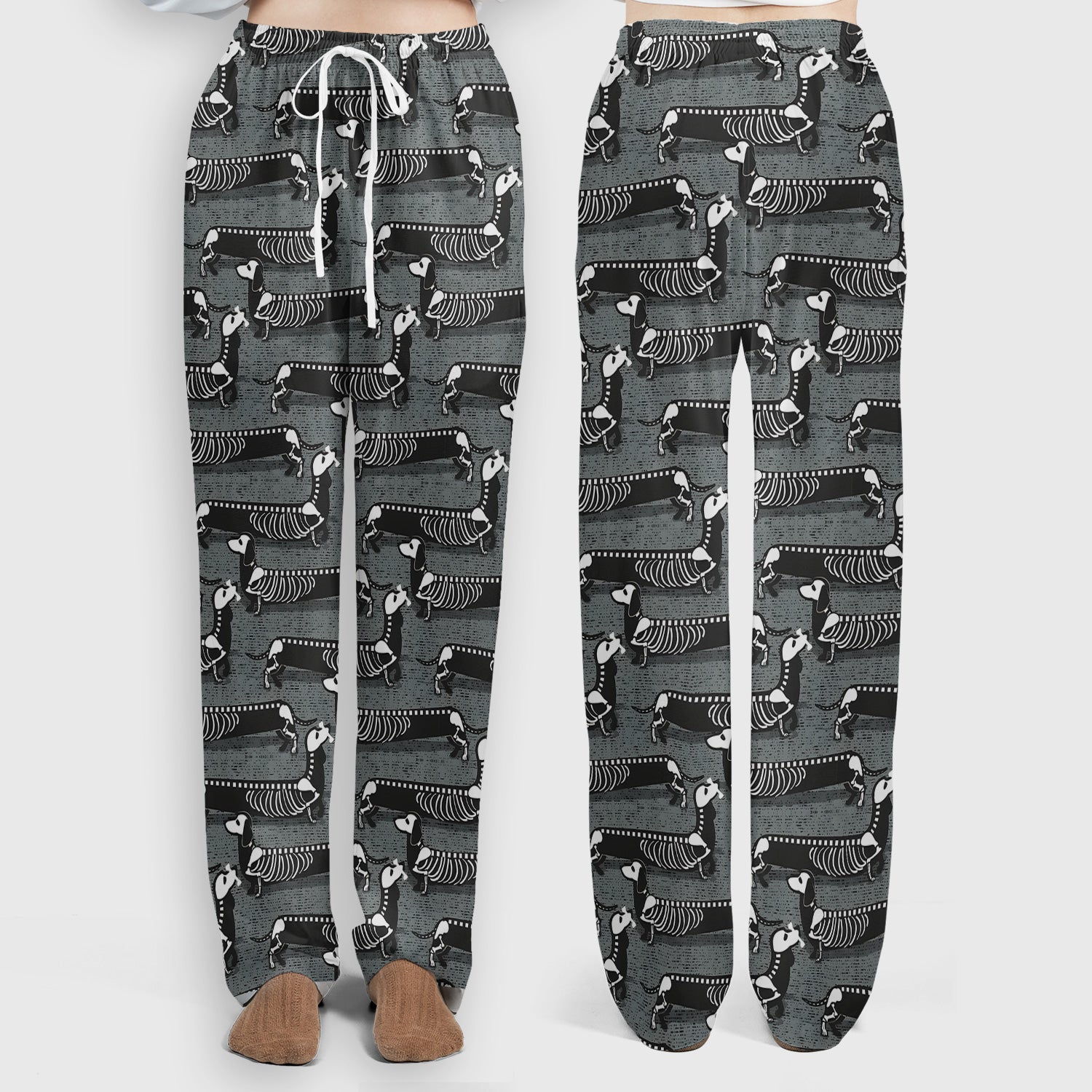 X-Ray Dachshund Skeleton Scrub Set, Scrub Pants and V Neck Top
