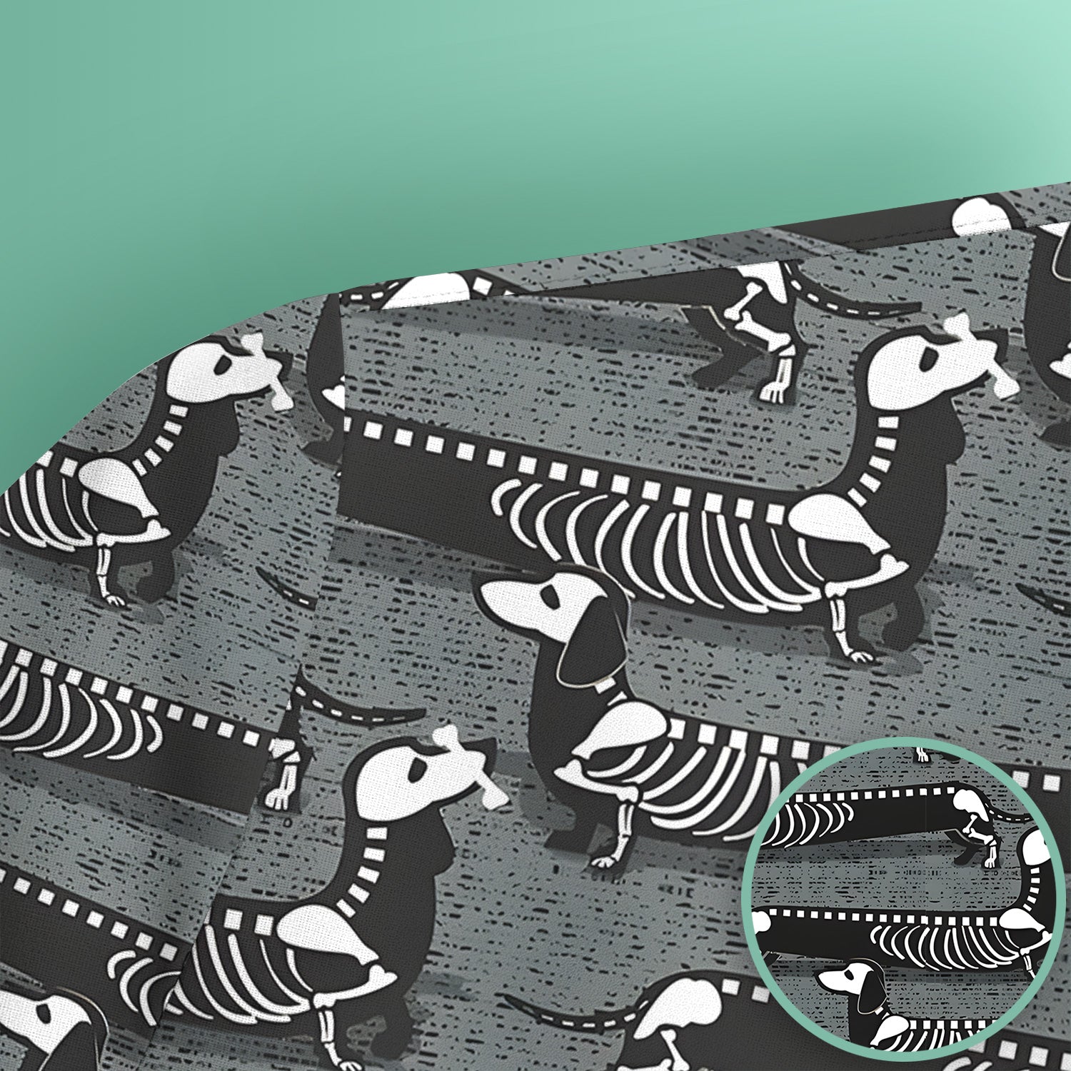 X-Ray Dachshund Skeleton Scrub Top, Comfortable Scrubs for Nurses