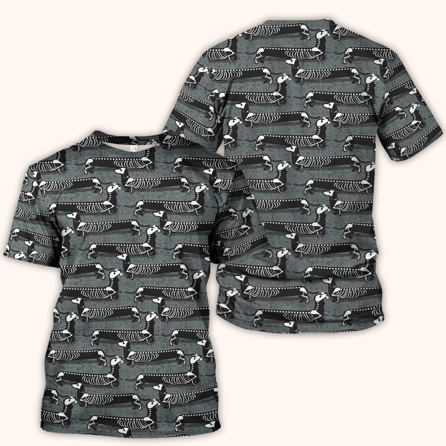 X-Ray Dachshund Skeleton Scrub Top, Comfortable Scrubs for Nurses